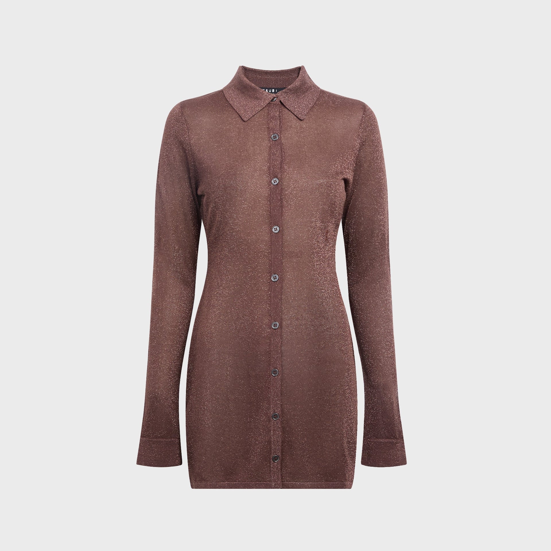 Ksubi Devin Long Sleeve Shirtdress - Stone Lurex
