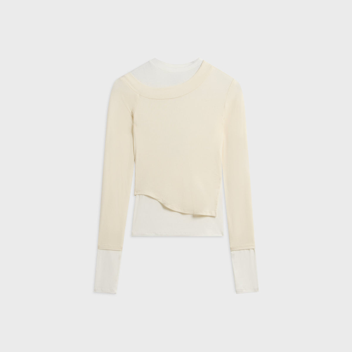 The Line by K Smythson Layered Asymmetrical Long Sleeve Top - Vanilla