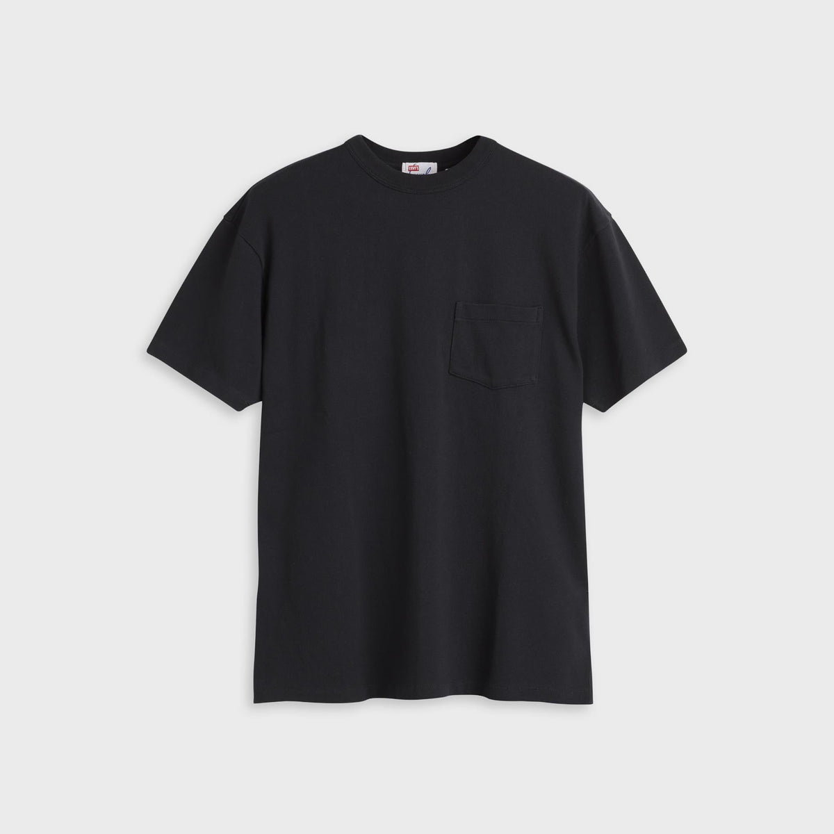 Levi's Vintage Clothing 1960s Casuals Tee in jet black, front view with crew neck and chest pocket
