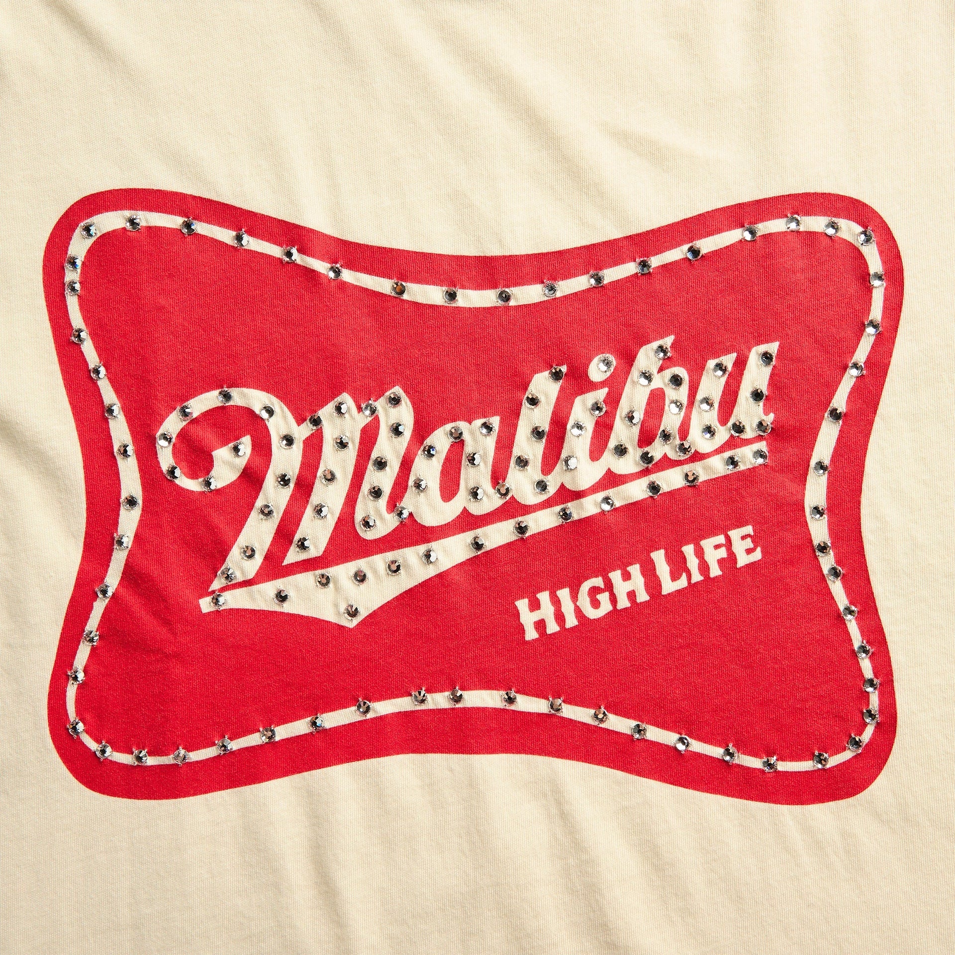 Coût De La Liberté Sammy Malibu Embellished Short Sleeve Tee - Vintage Cream
