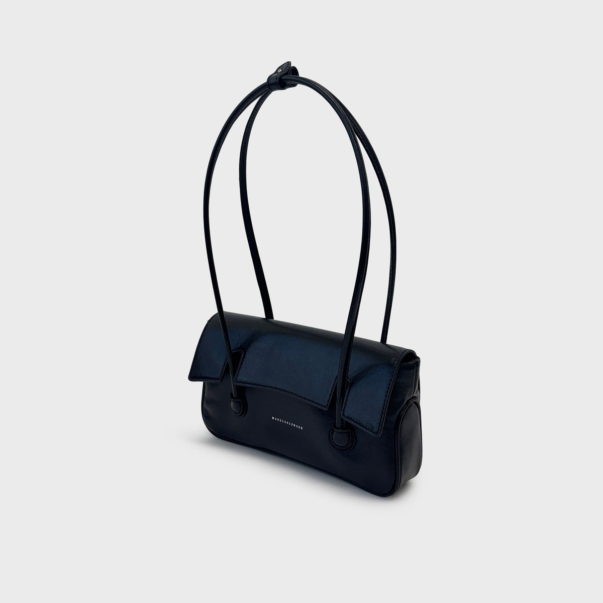 MARGESHERWOOD Flap Small Bag - Black Glossy Plain