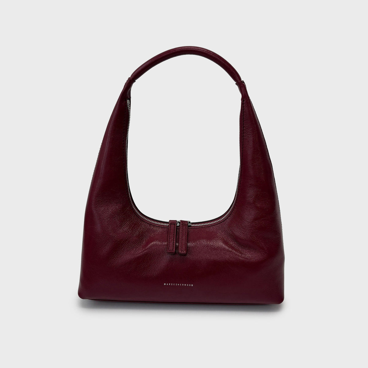 MARGESHERWOOD Hobo Shoulder Bag - Wine Glossy Plain