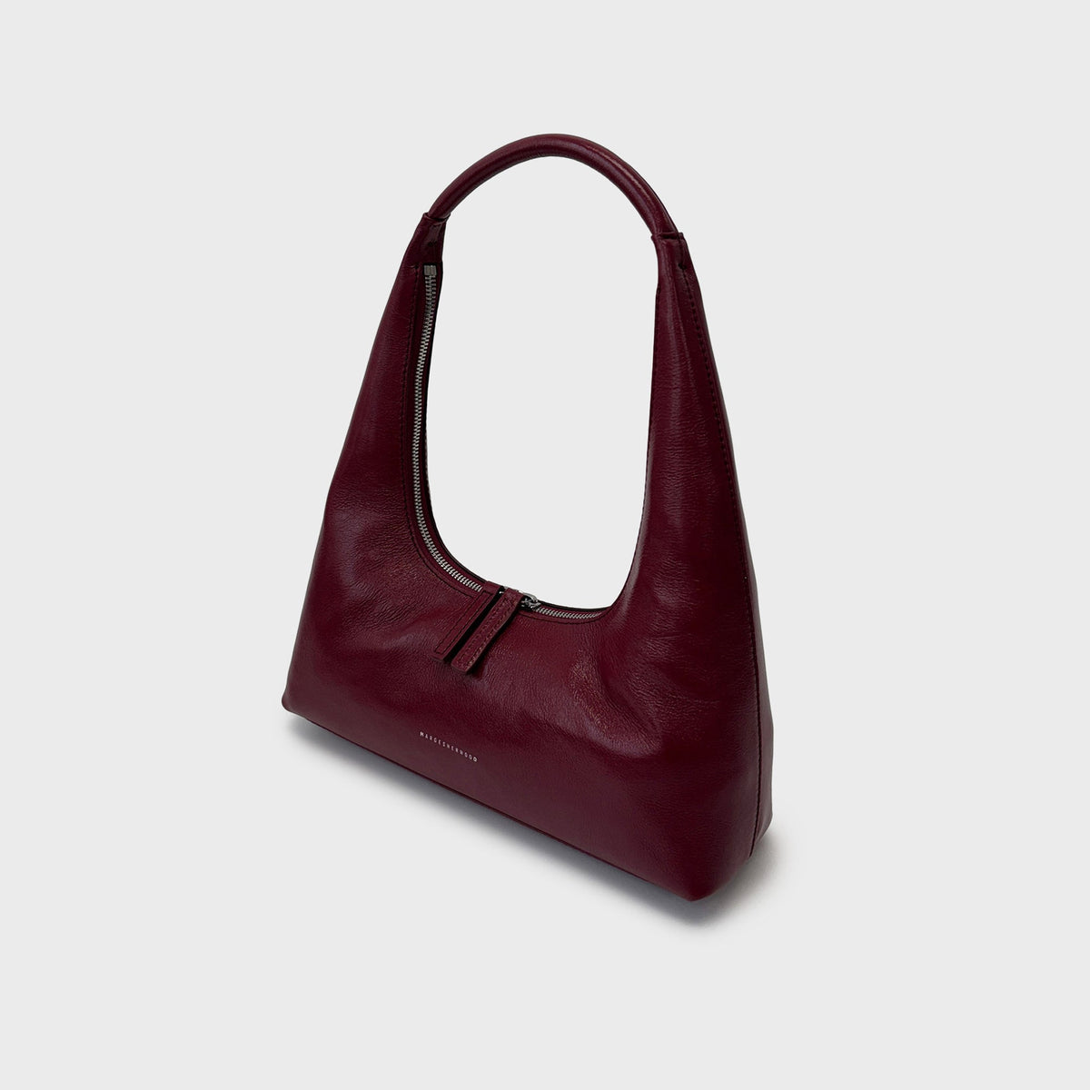 MARGESHERWOOD Hobo Shoulder Bag - Wine Glossy Plain