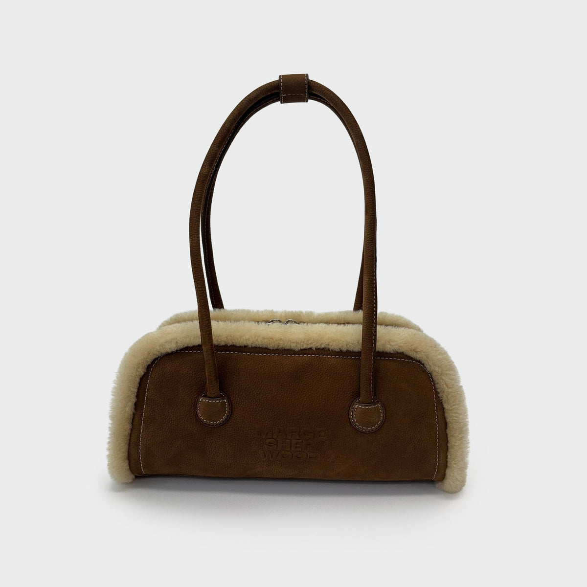 MARGESHERWOOD Soft Boston EW Bag- Beige Shearling / Chestnut Nubuck