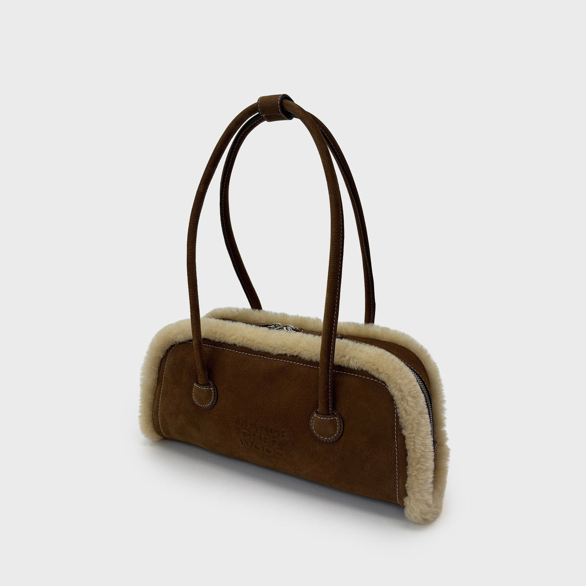 MARGESHERWOOD Soft Boston EW Bag- Beige Shearling / Chestnut Nubuck