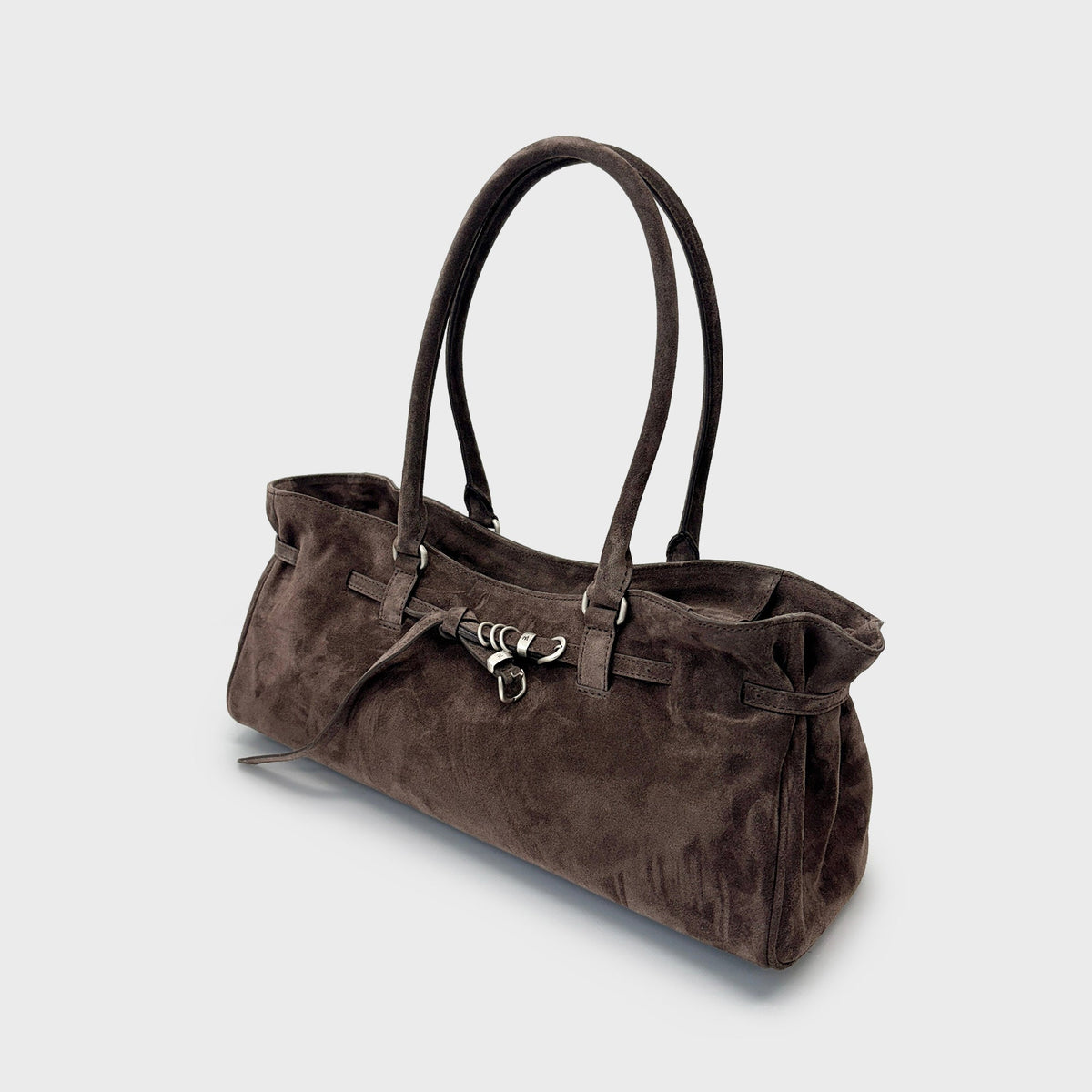 MARGESHERWOOD Soft Grandma Shoulder Bag - Ash Brown Suede