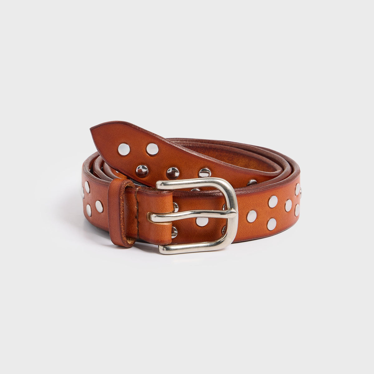 Maximum Henry Double Studded Slim Standard Belt - Dark Brown