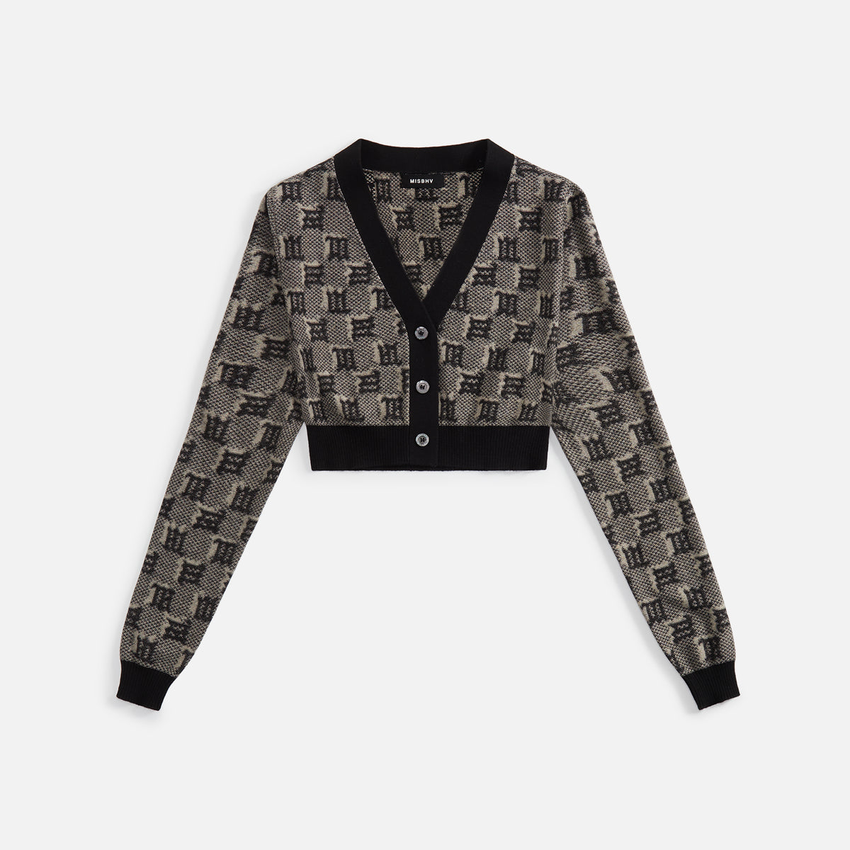 MISBHV Silk Wool Knitted Monogram Cropped Cardigan - Multi