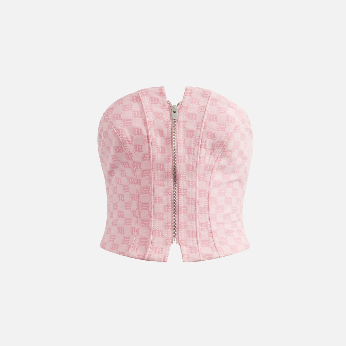 MISBHV Jacquard Canvas Monogram Corset Top - Bubblegum