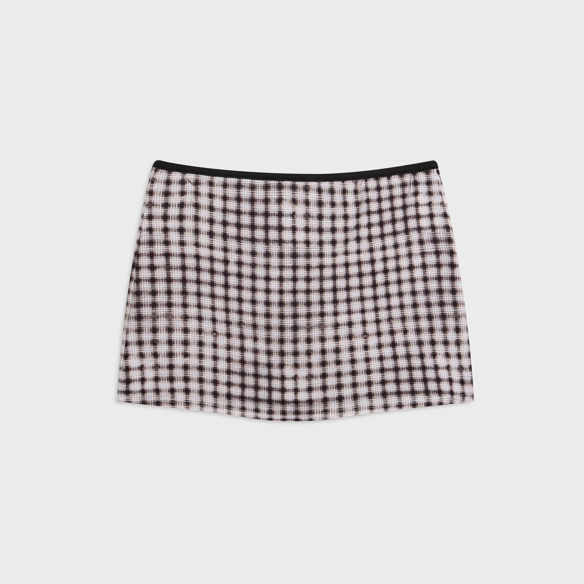 Miaou Elektra Skirt - Warped Plaid Print Black and White