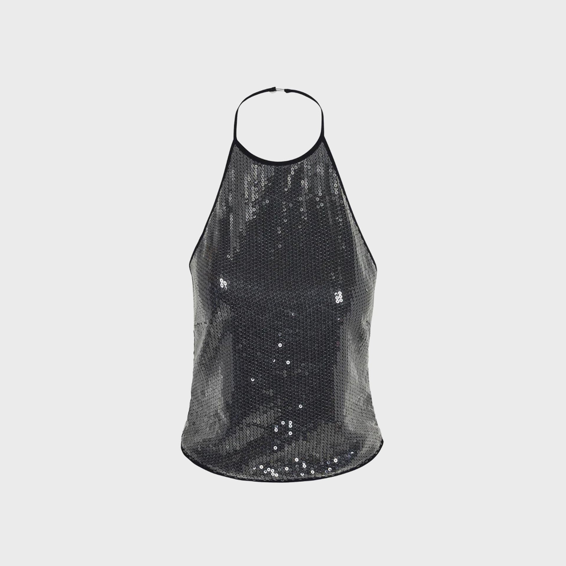 Miaou Natalia Sequin Top - Black
