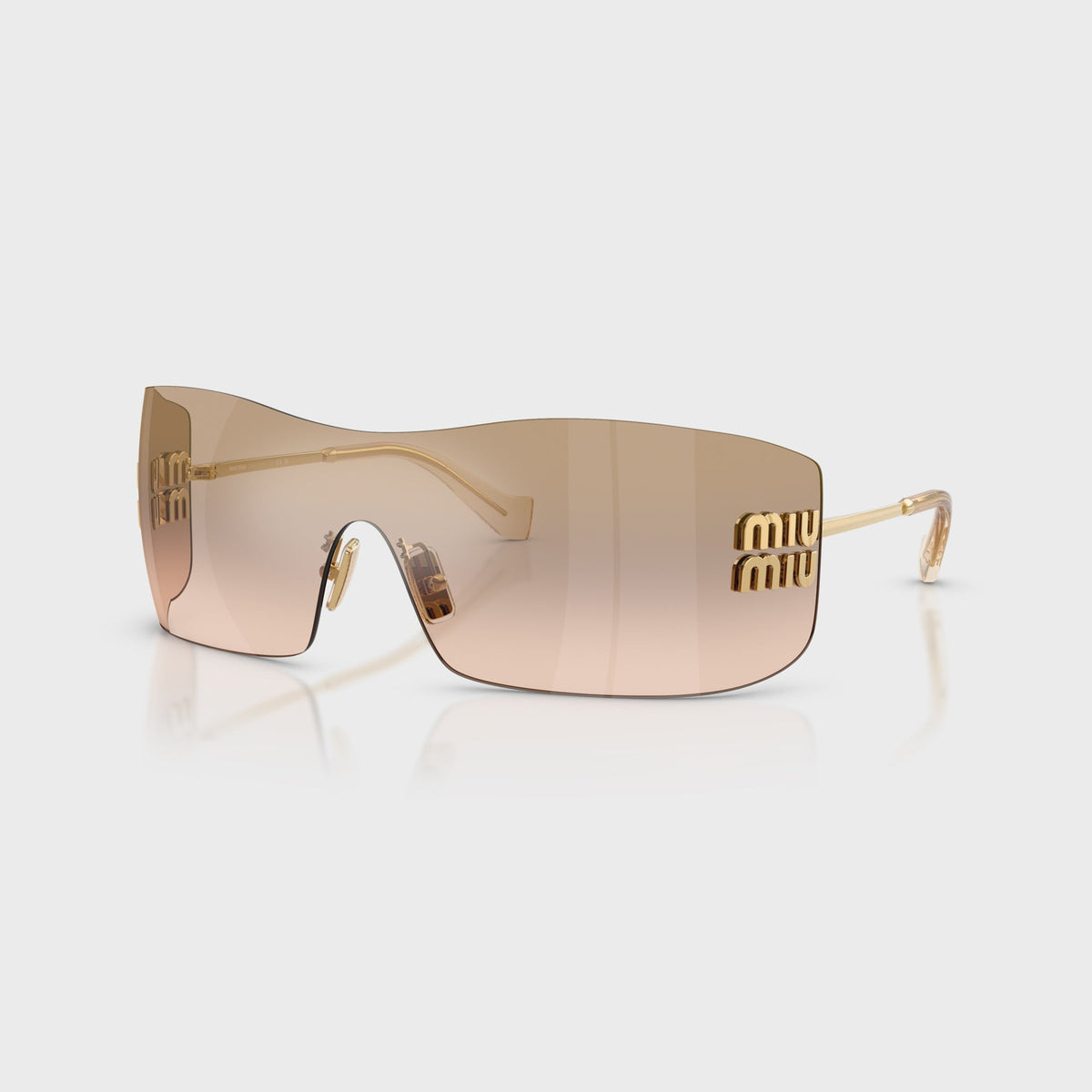 Miu Miu Aube Sunglasses - Gold / Light Brown Mirror Bronze