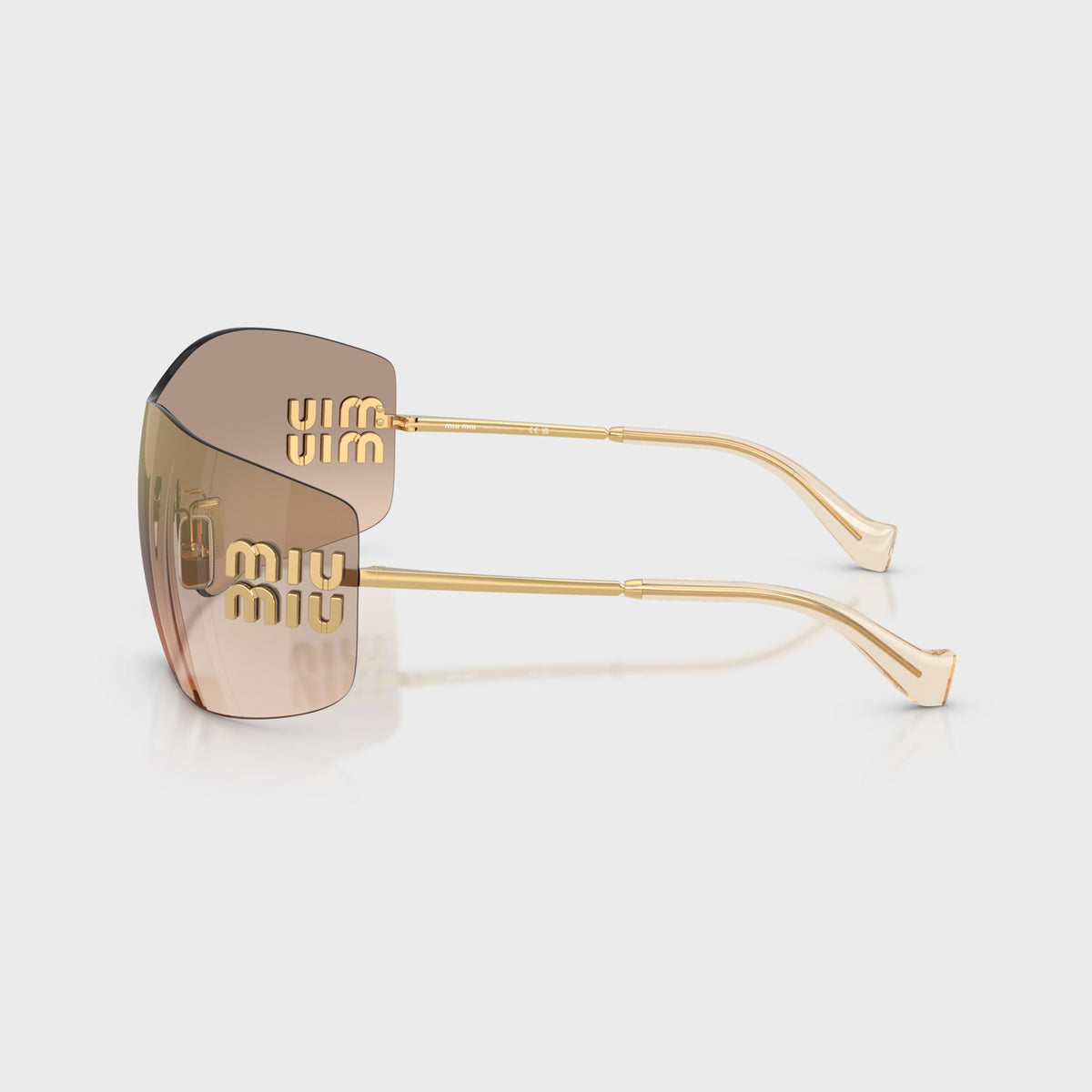 Miu Miu Aube Sunglasses - Gold / Light Brown Mirror Bronze