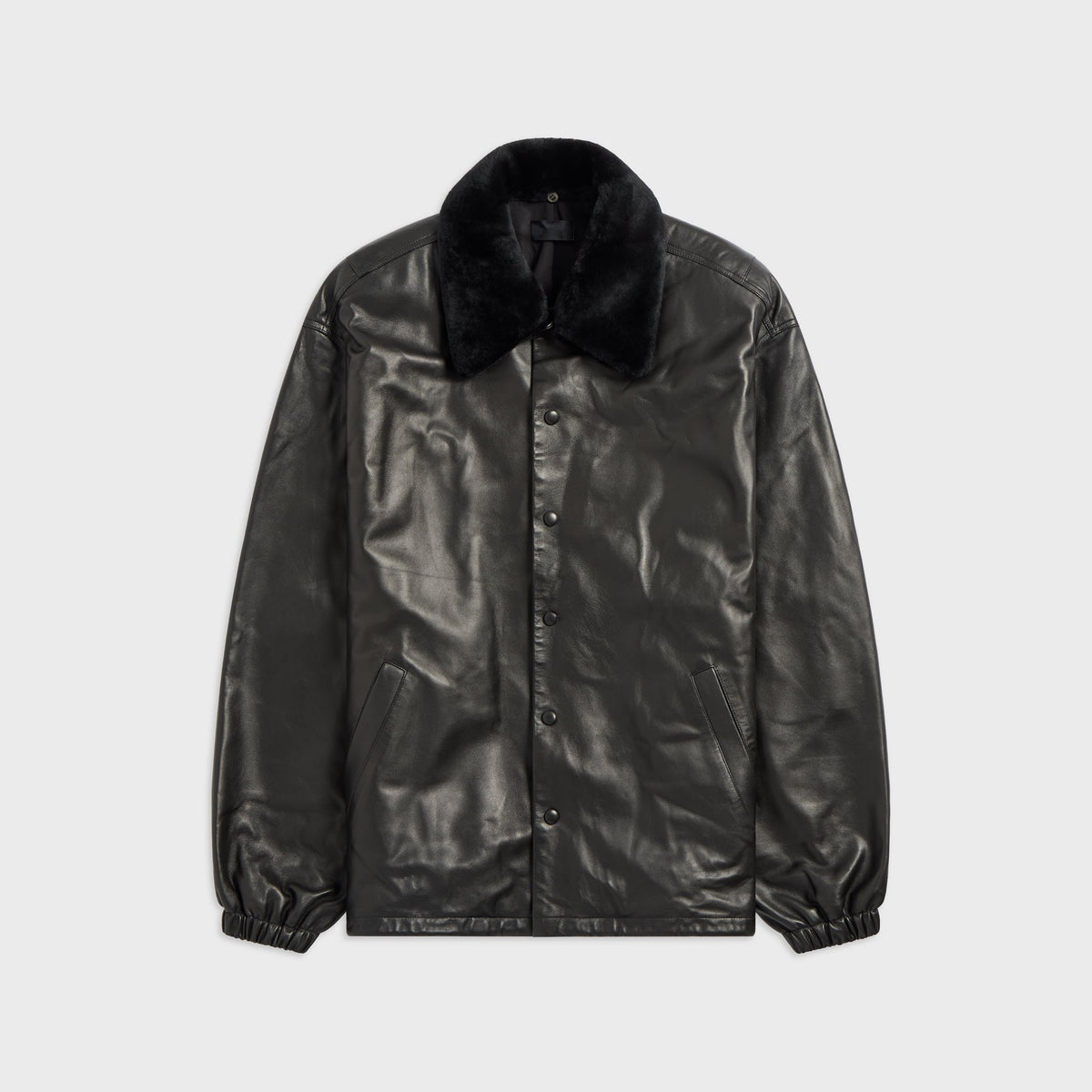 Willy Chavarria Leather Coach Jacket - Black Beauty