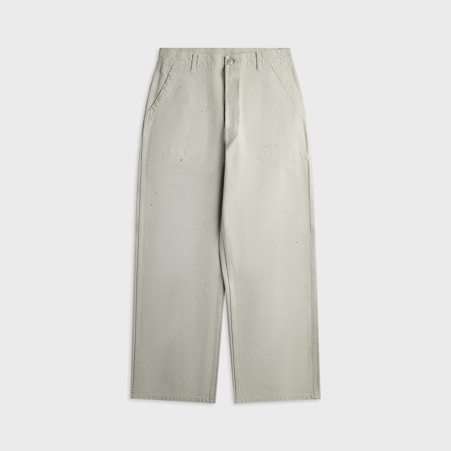 Maison Margiela Wide-Leg Paint Splattered Cotton Canvas Trouser - Gray