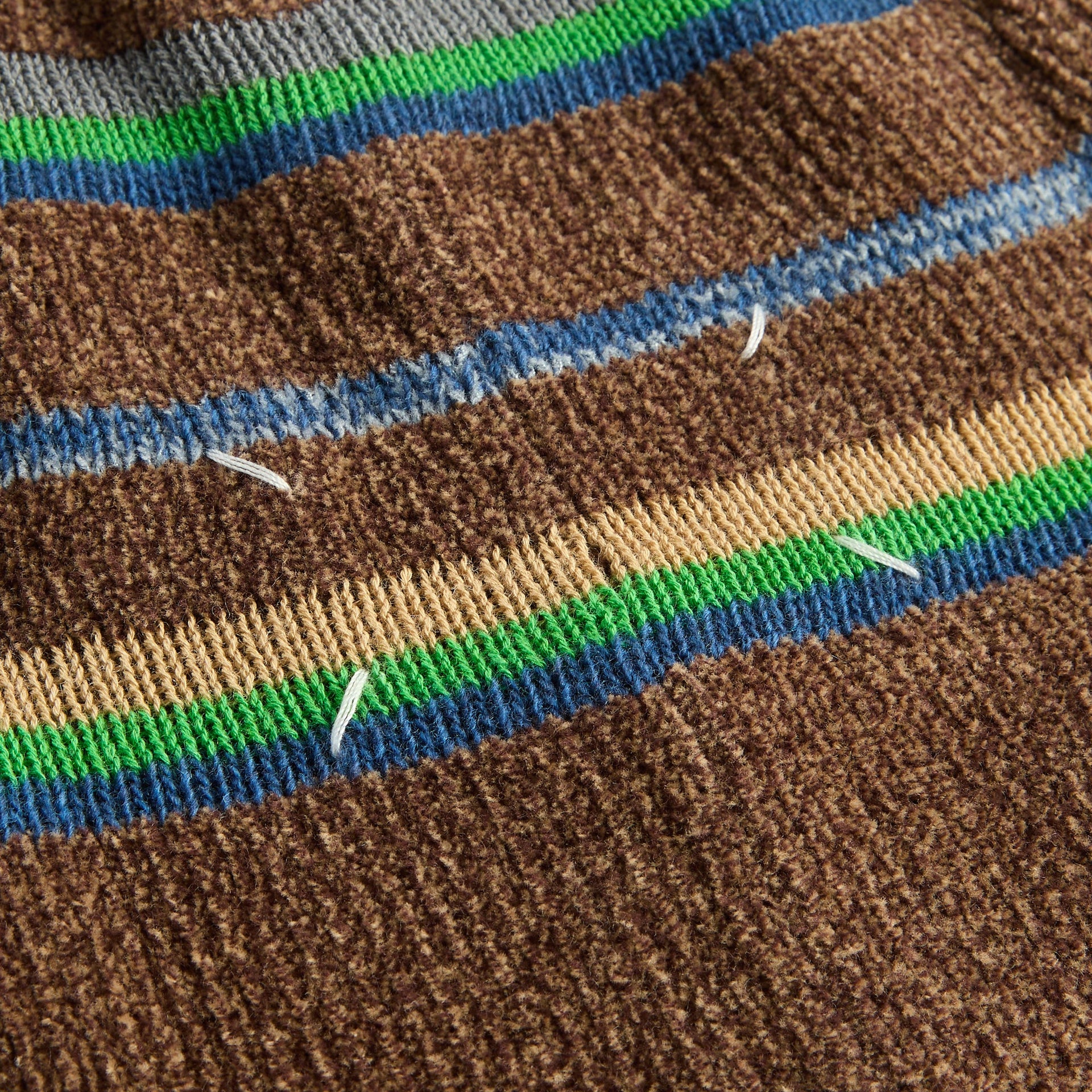 Maison Margiela Striped Knit Beanie - Blue / Grey