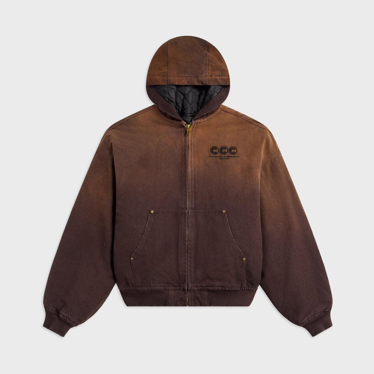 Willy Chavarria Quilted Juggernaut Hoodie - Uniform Brown
