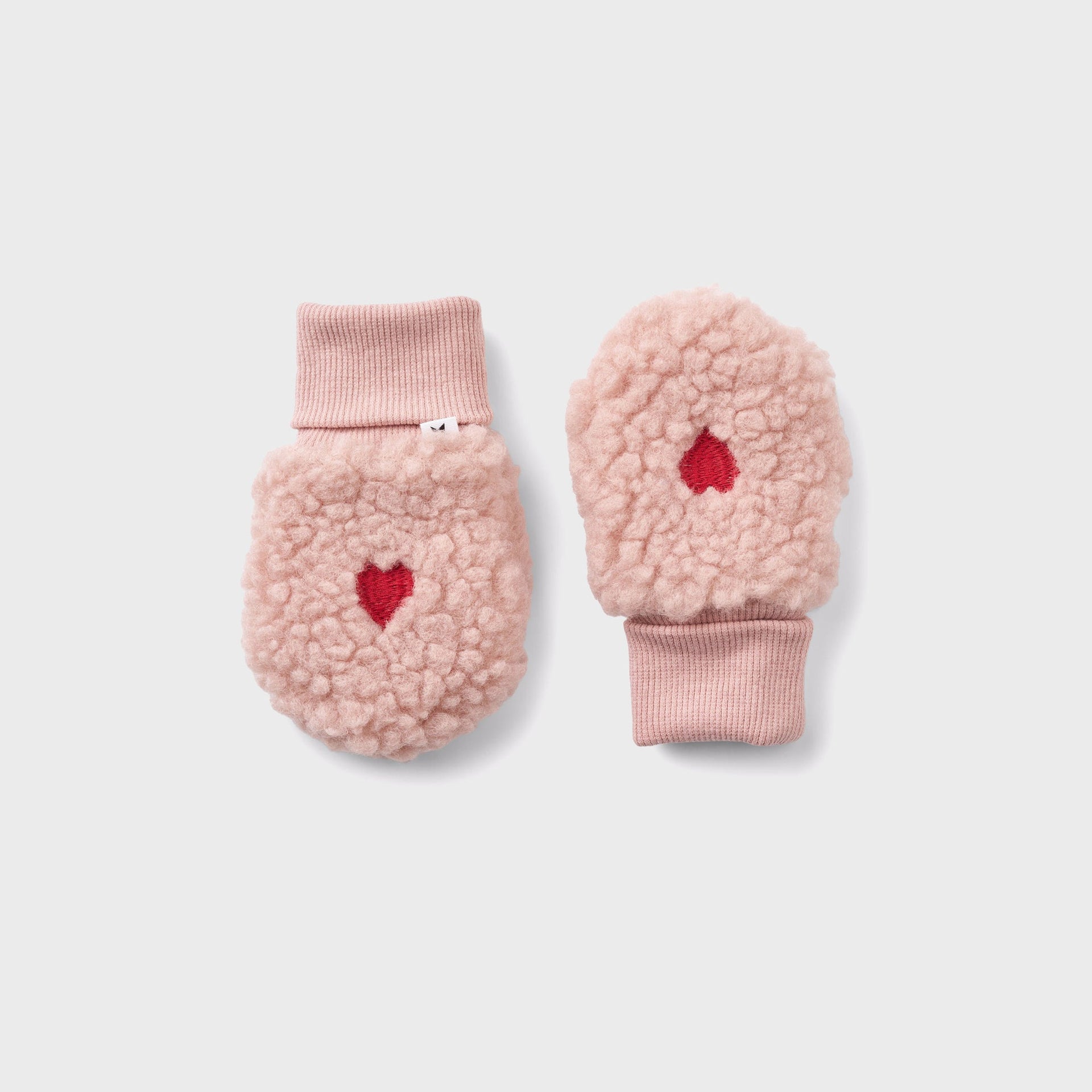 MOLO Baby Ufo Sherpa Mittens - Red Hearts Soft