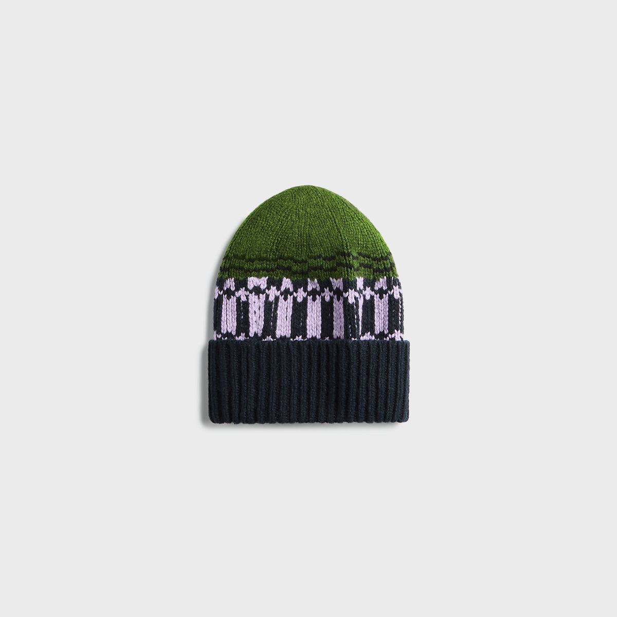 Marni Wool Beanie With Geometric Motif - Stone Green