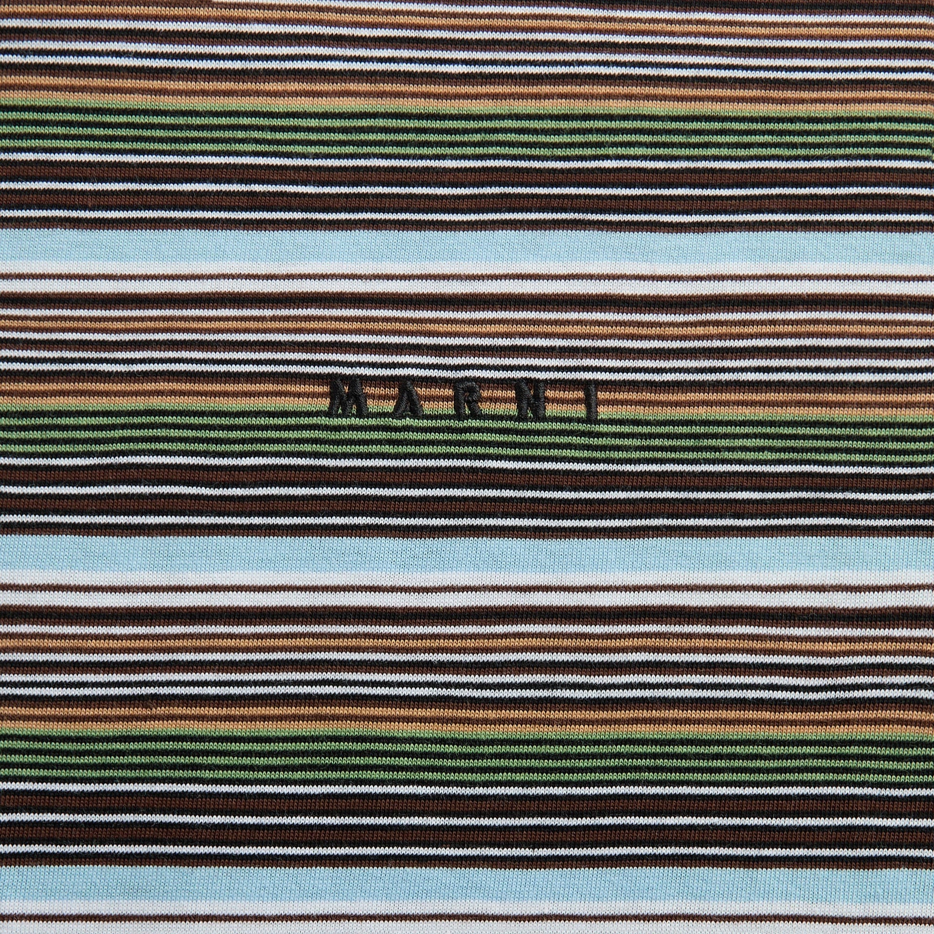 Marni Multicolour Striped Cotton Long Sleeve Tee - Cobalt