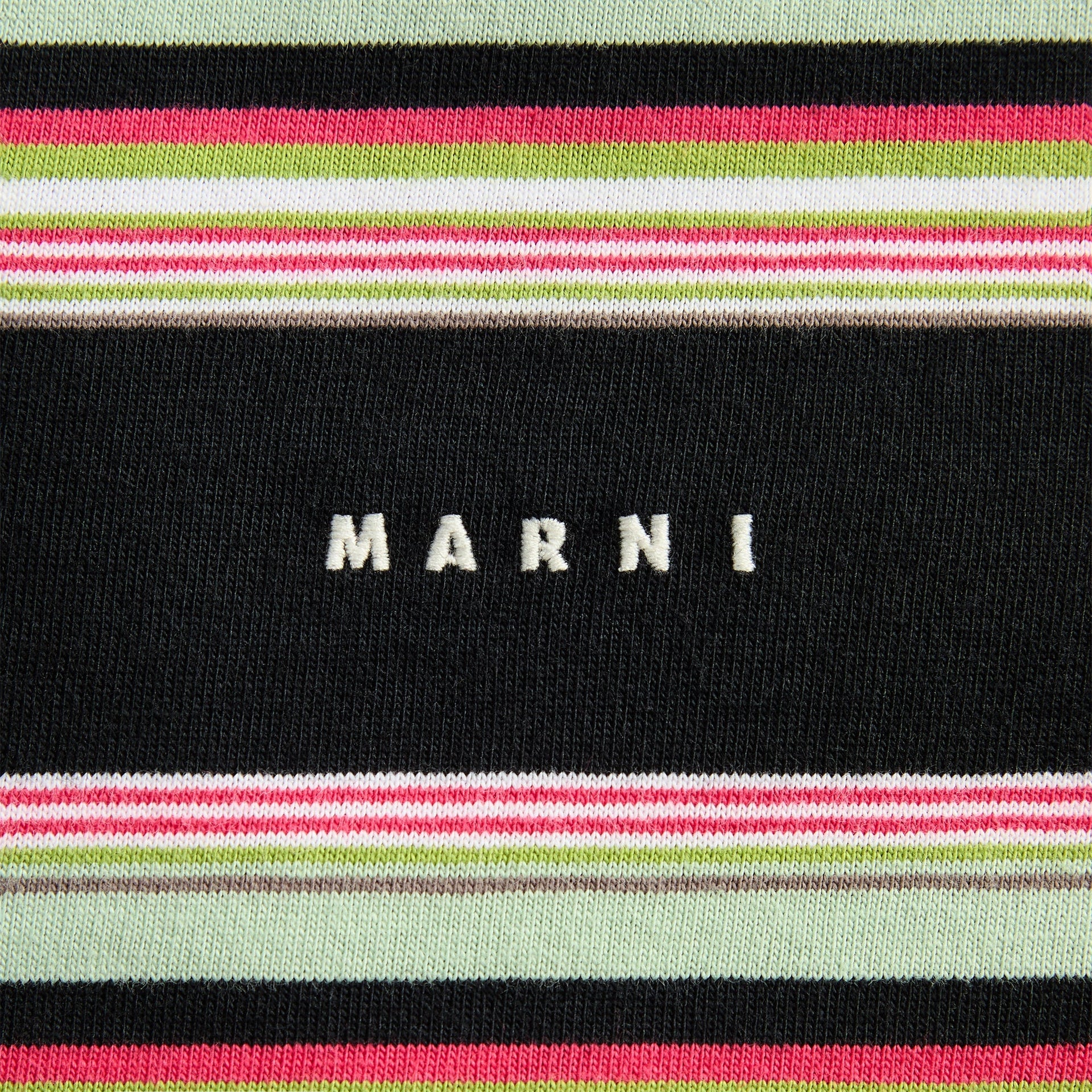 Marni Striped Cotton Polo Shirt - Pale Mint