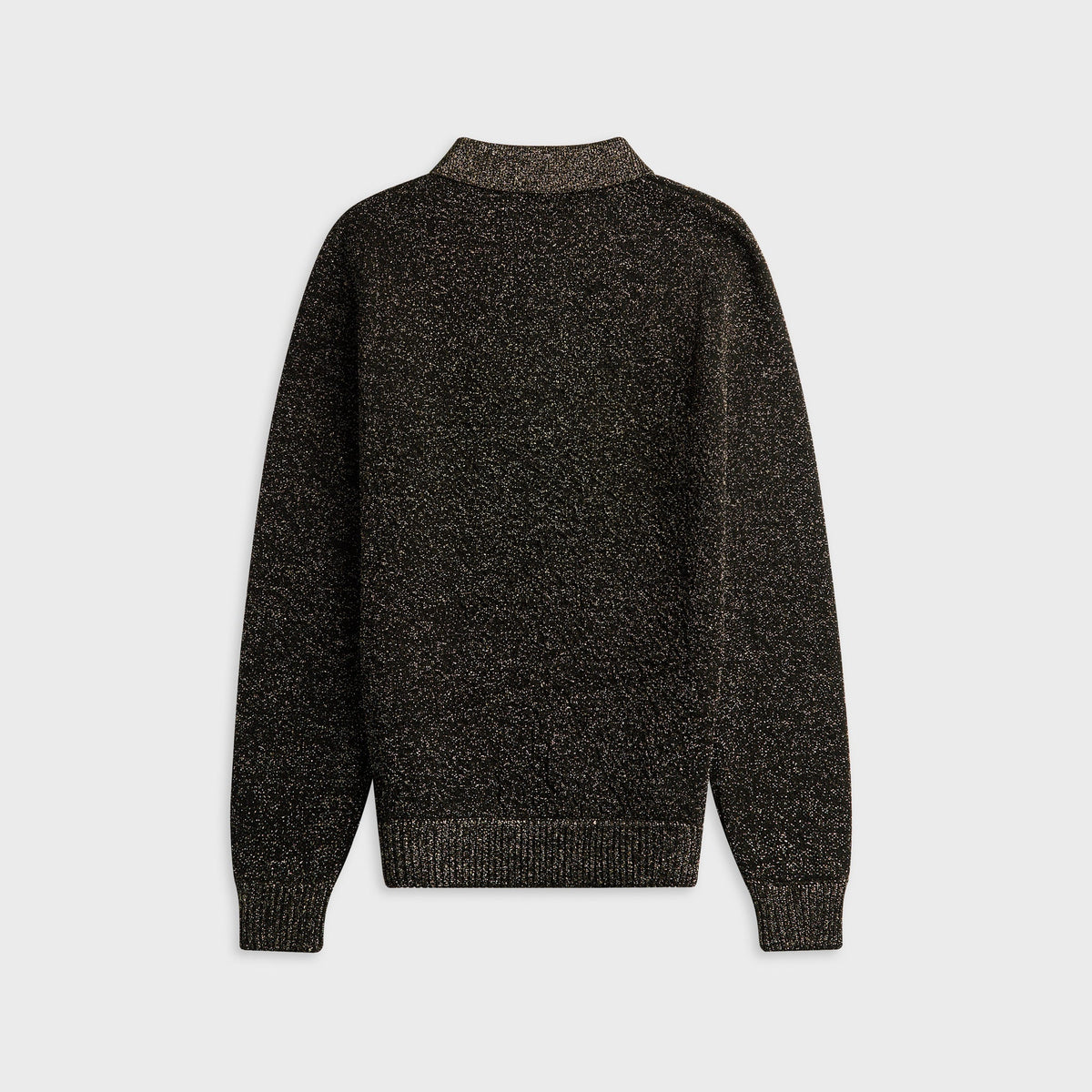 Marni Polo Neck Shirt in Black, dark speckled knit polo sweater, back view