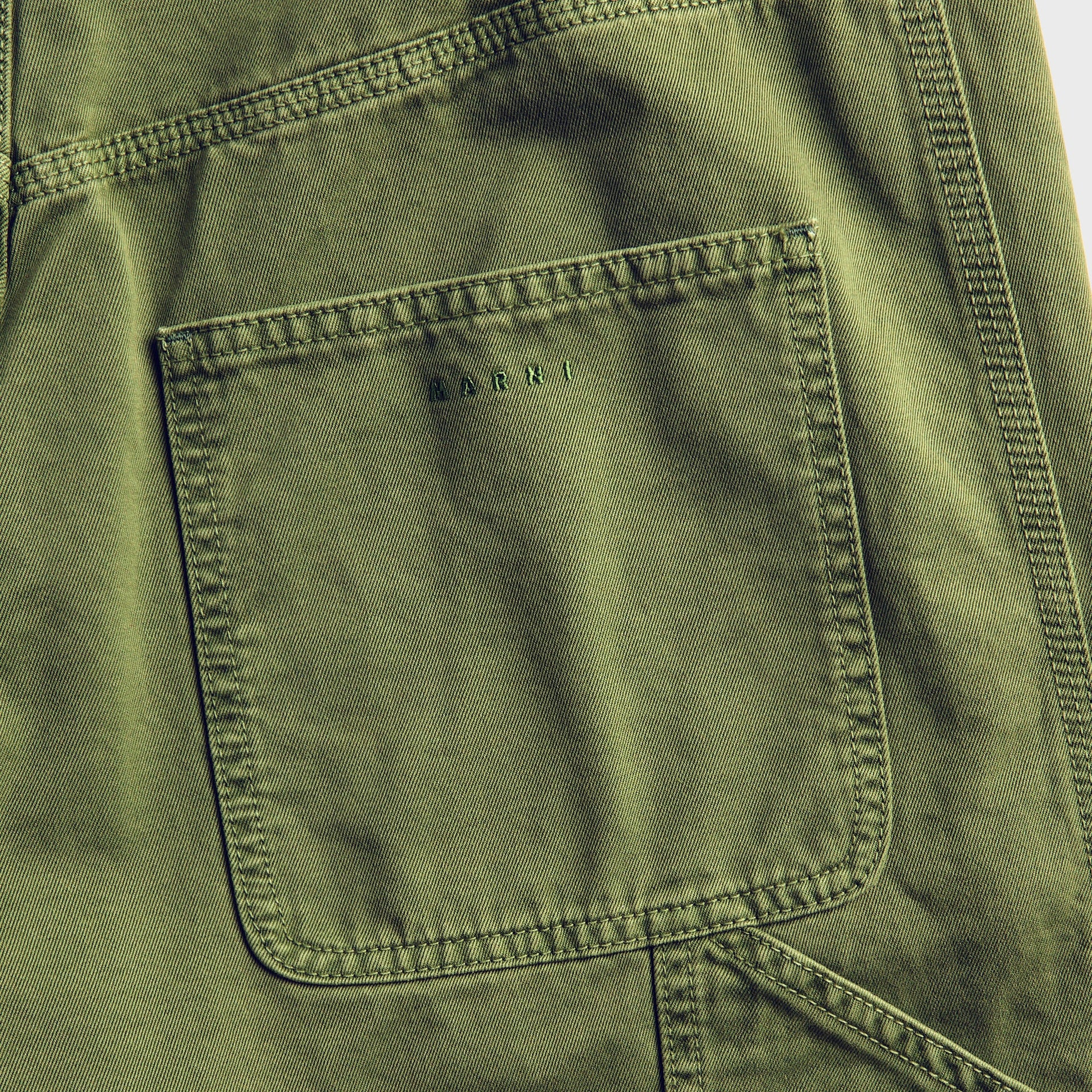 Marni Cotton Loose Workwear Trouser - Garden Green