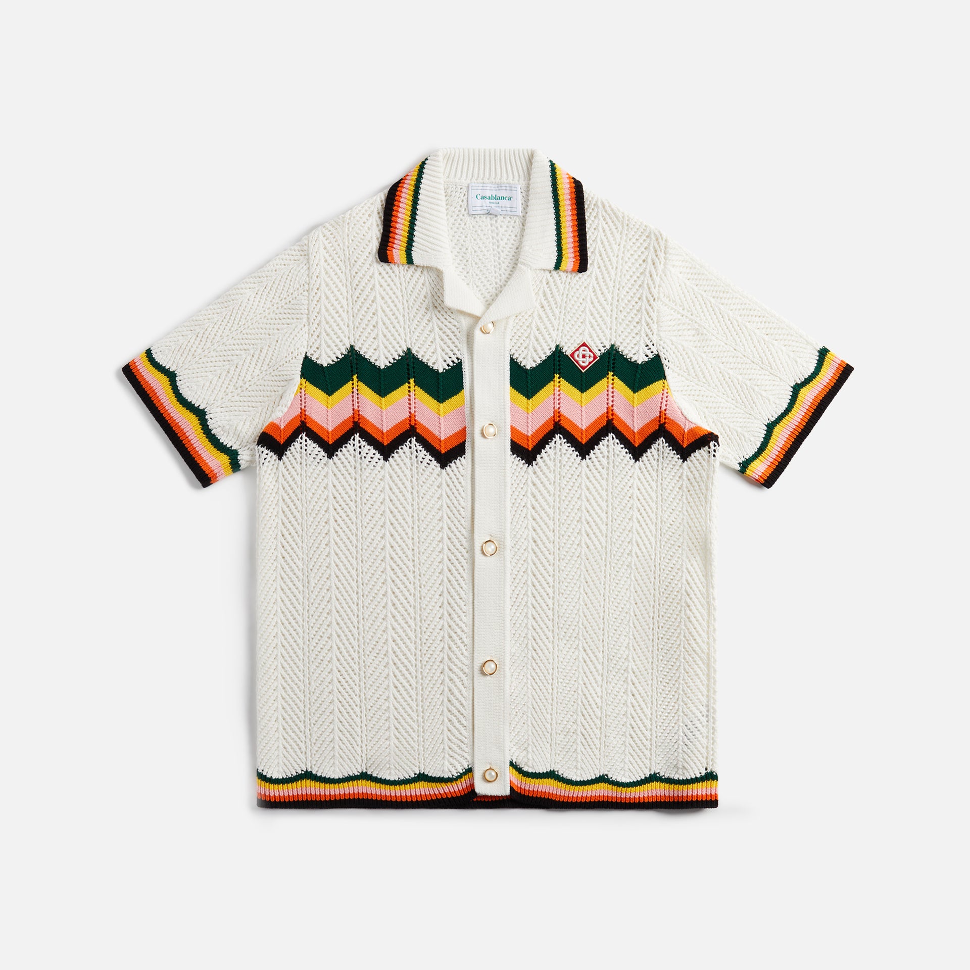 Casablanca Chevron Lace Shirt - White / Multicolor