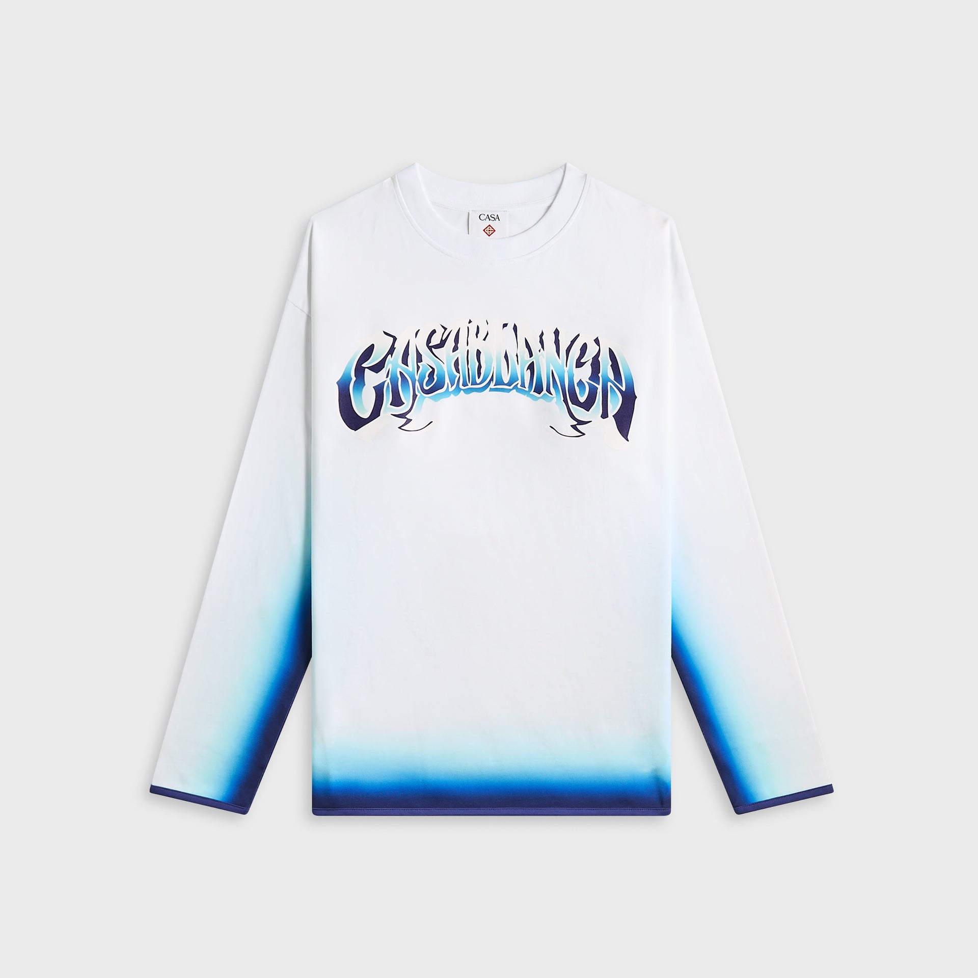 Casablanca Spray Dye Gradient Faded Logo Long Sleeve Tee - Blue Fade