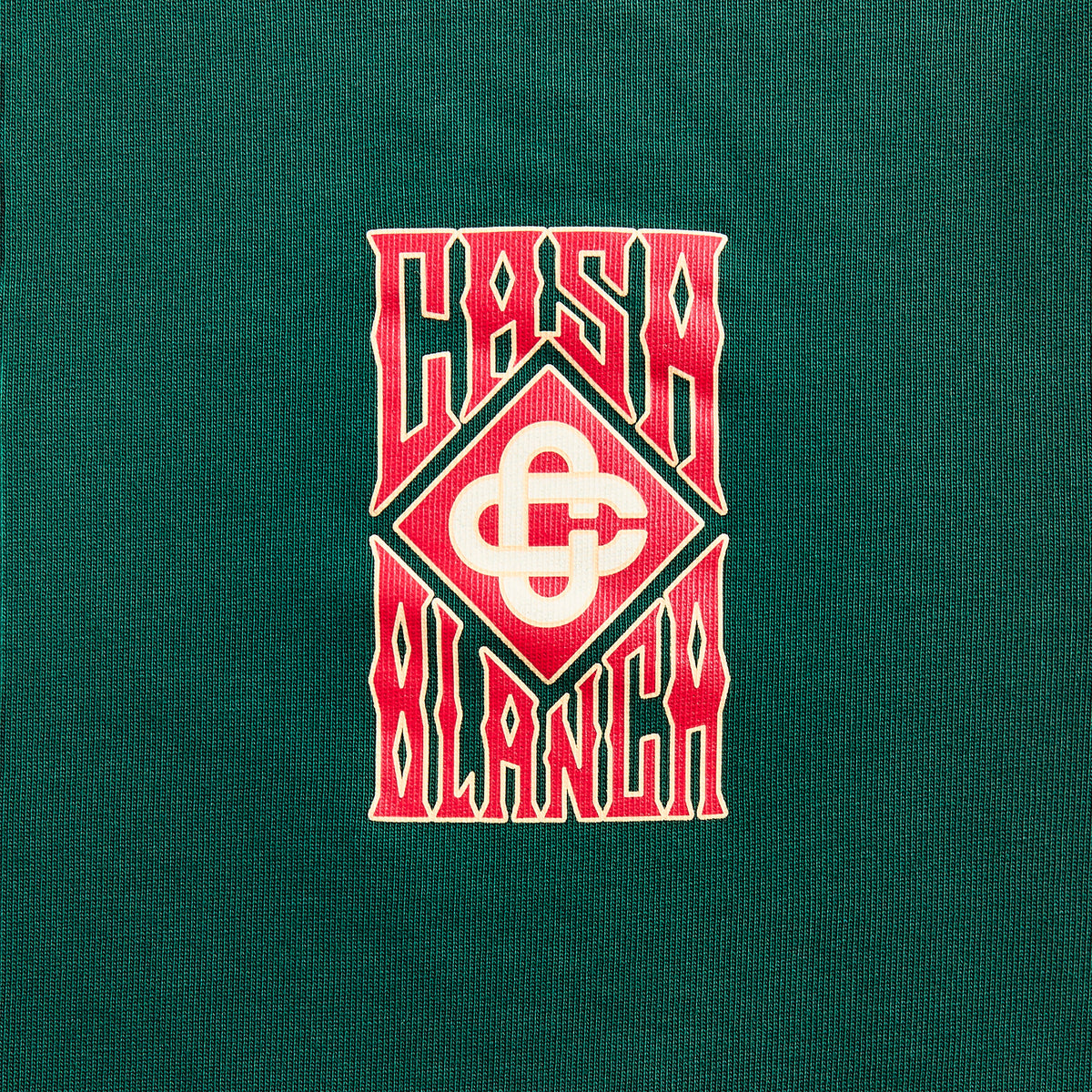 Casablanca Gothic Stacked Logo Screen Printed Tee - Green