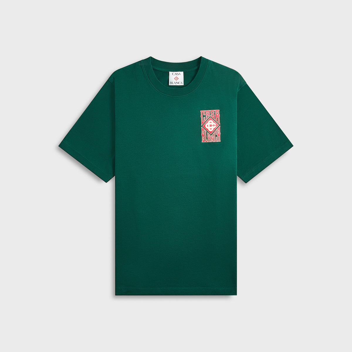 Casablanca Gothic Stacked Logo Screen Printed Tee - Green