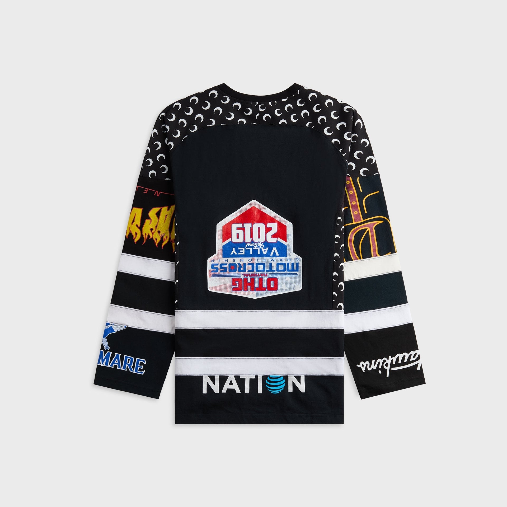Marine Serre Regenerated Graphic Jersey Long Sleeve Hockey Tee - Black