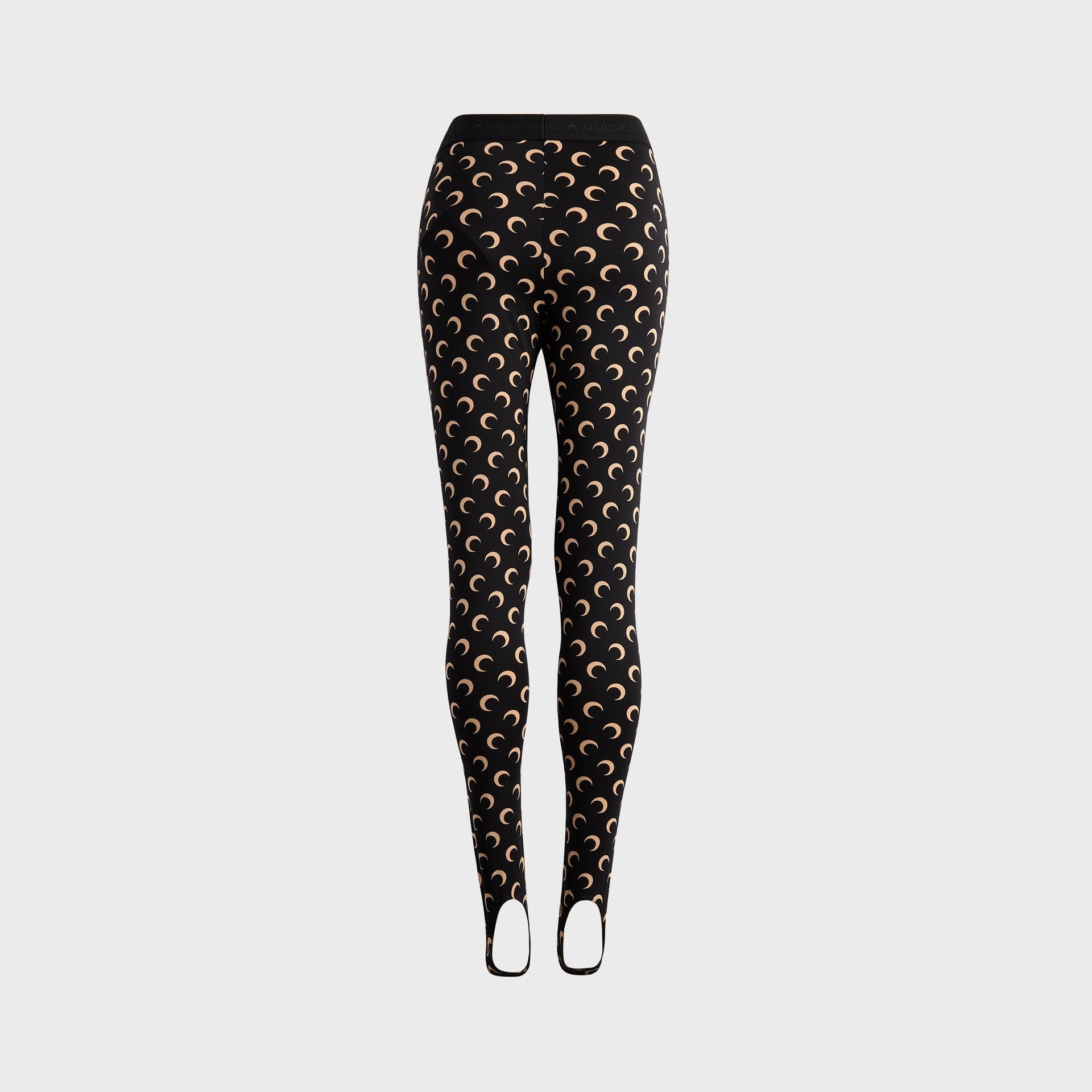 Marine Serre Moon Printed Jersey Stirrup Legging - Moon Tan on Black