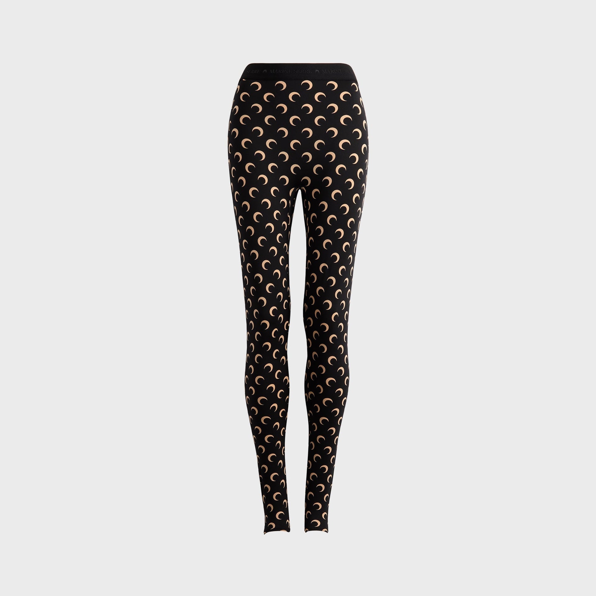 Marine Serre Moon Printed Jersey Stirrup Legging - Moon Tan on Black