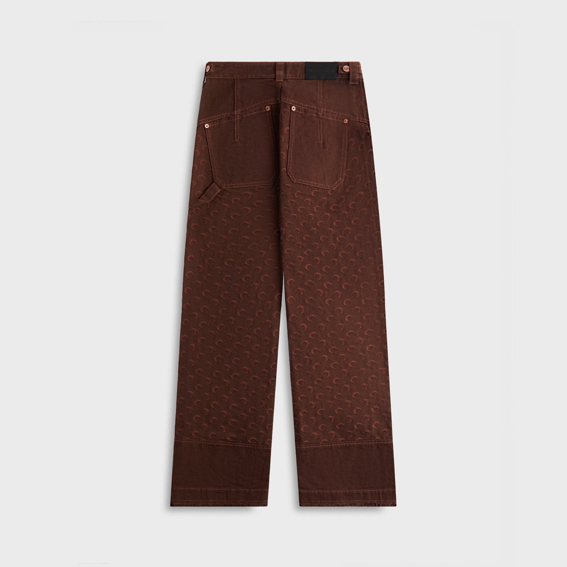 MARINE SERRE Moon Jacquard Twill Workwear Pant in Deep Brown