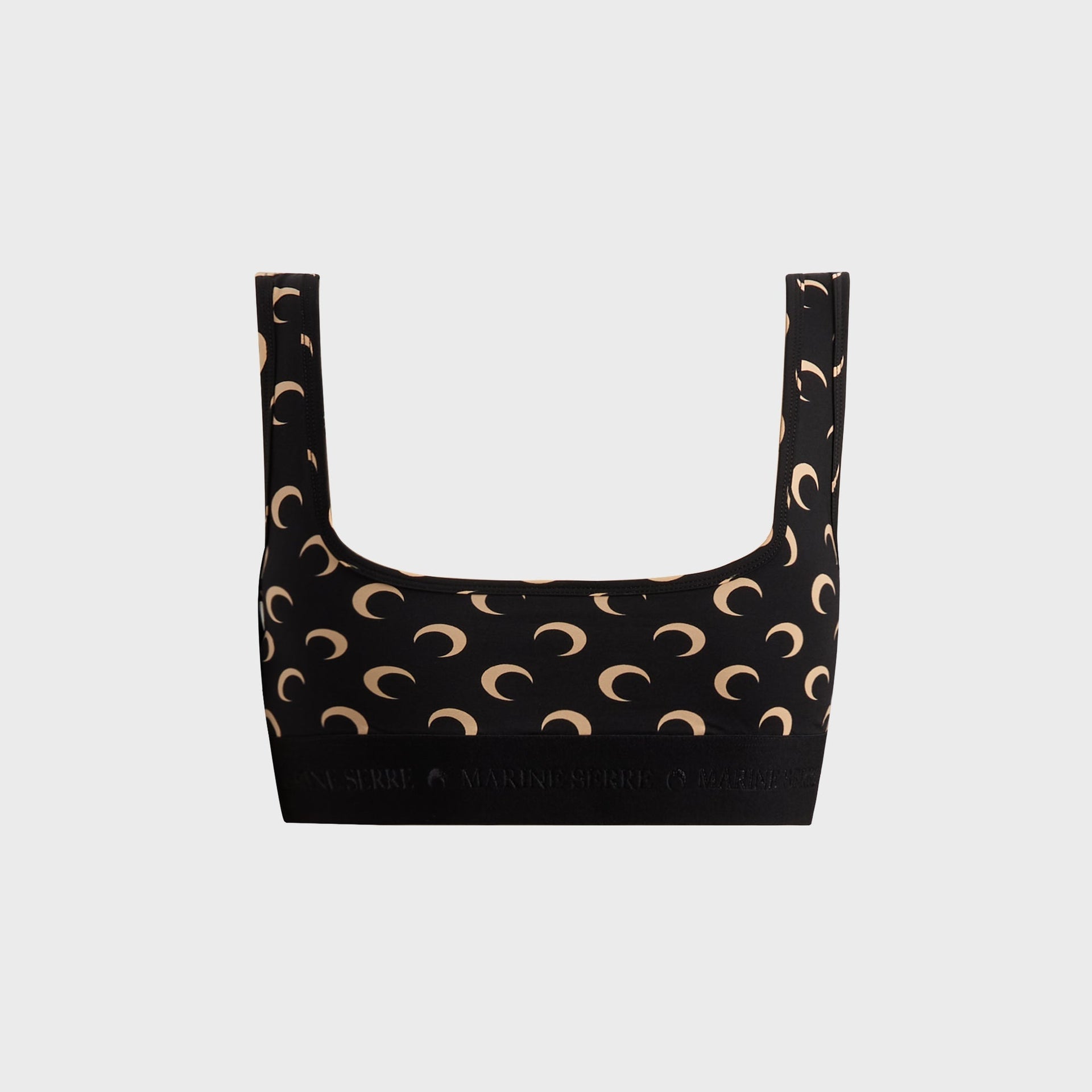 Marine Serre Moon Printed Jersey Sports Bra - Black