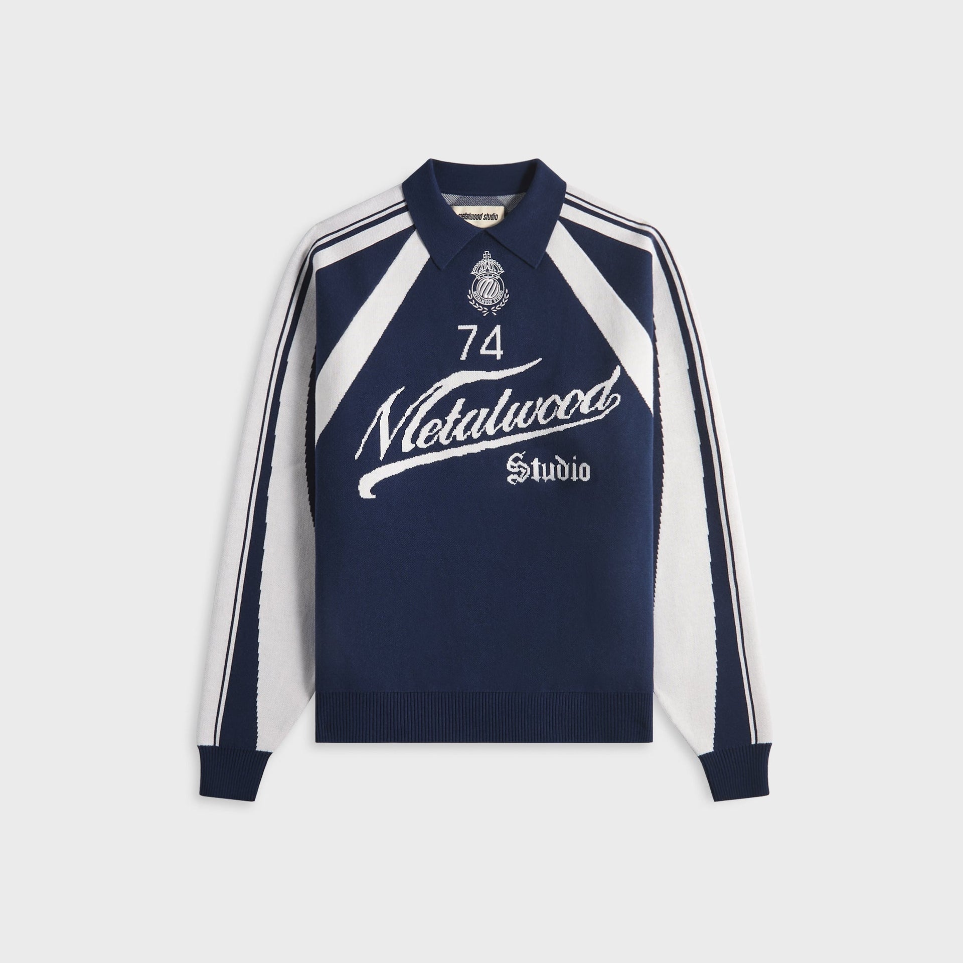 Metalwood Knit Football Top - Navy