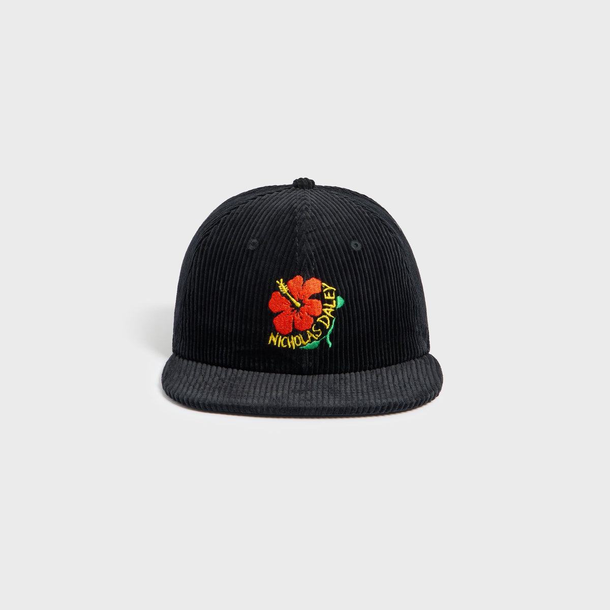 Nicholas Daley Corduroy Hibiscus Cap - Black