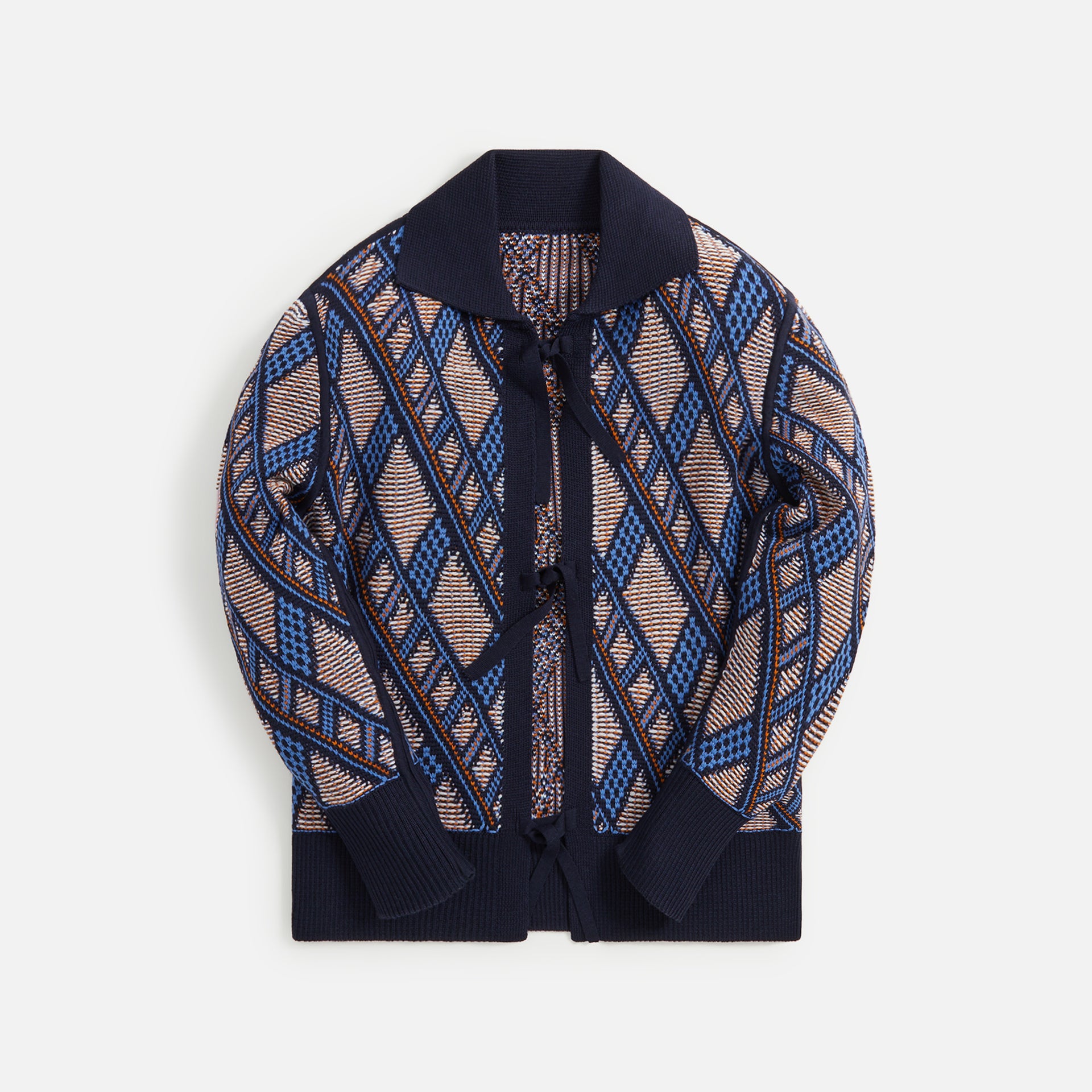 Nicholas Daley Reversible Knitted Shirt - Navy / Orange / Ecru