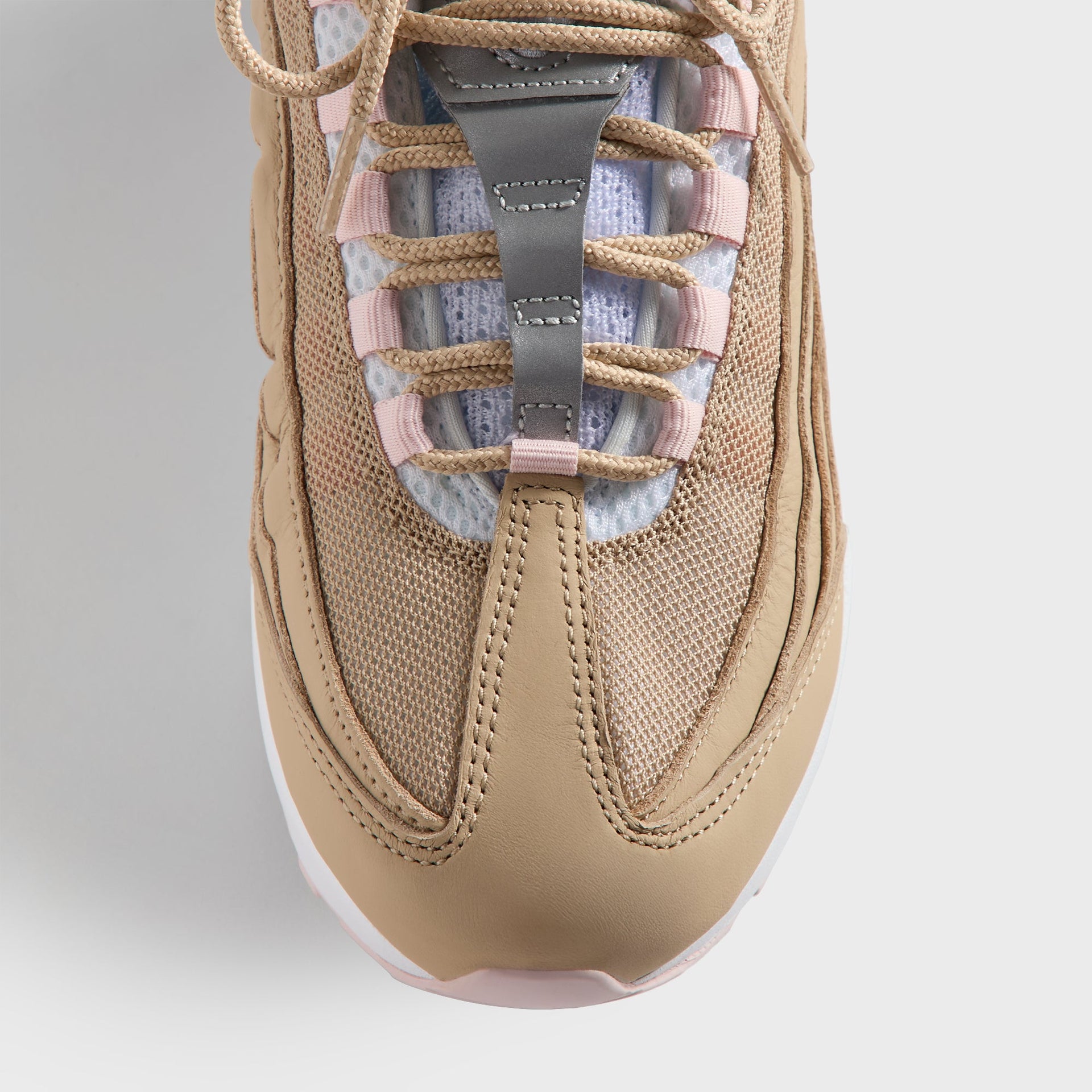 Heel view of the Kith Kids x Nike GS Air Max 95 Linen showing the pink Air Max unit (additional studio view)
