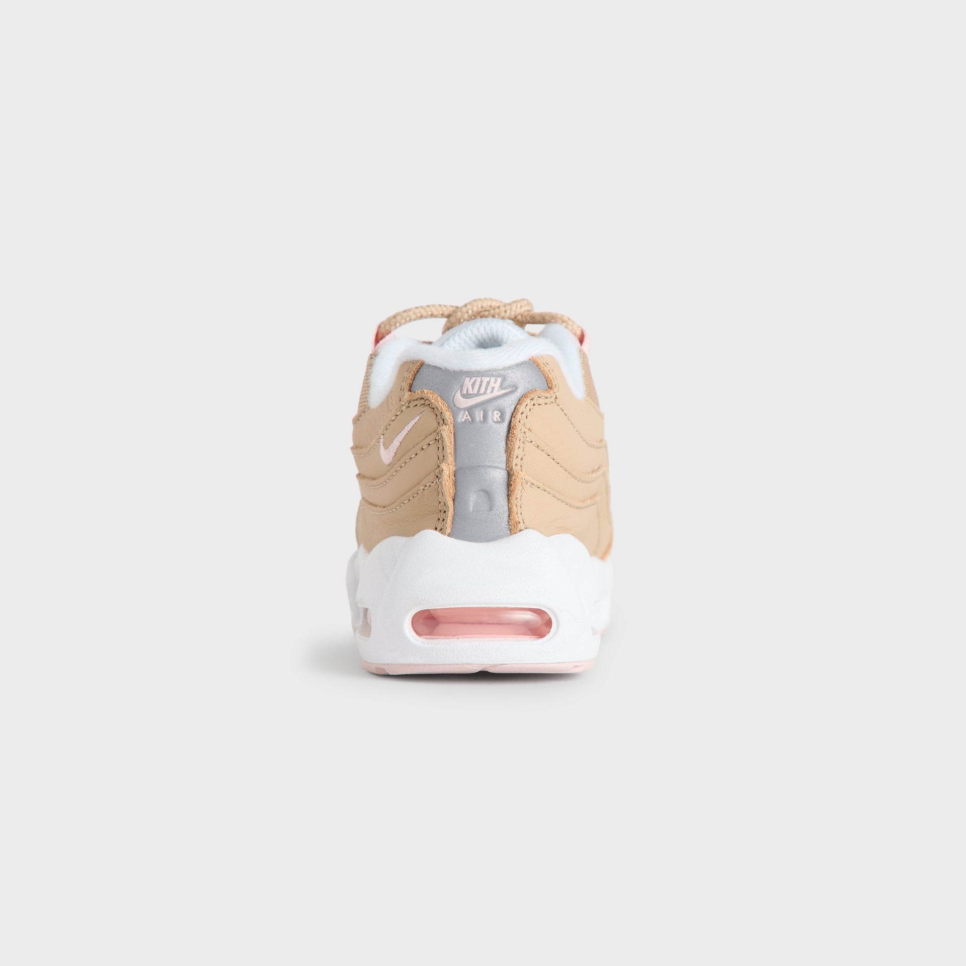 Heel view of the Kith Kids x Nike TD Air Max 95 Linen showing the pink Air Max unit (additional studio view)