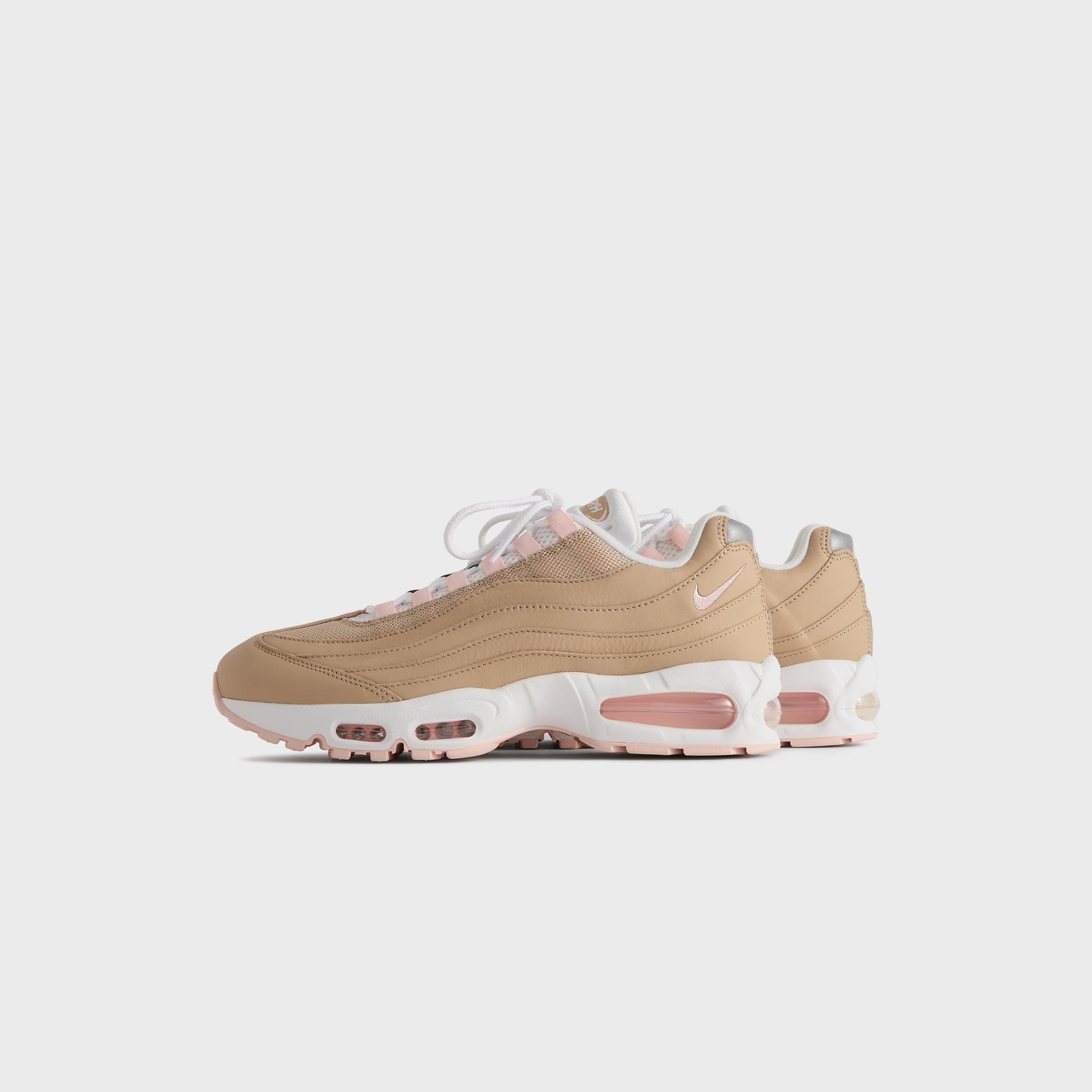 Kith for Nike Air Max 95 'Linen' medial side profile in tan mesh and leather with pink Air sole