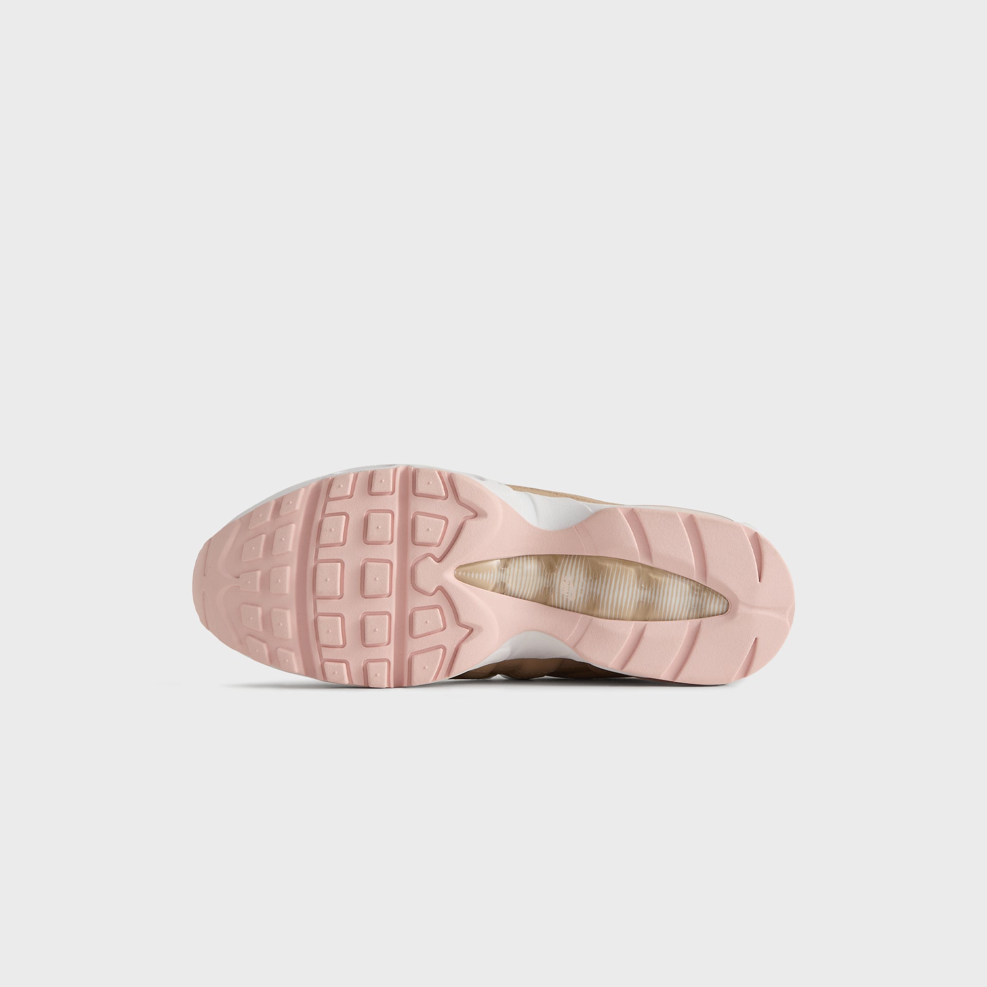 Translucent pink outsole of the Kith x Nike Air Max 95 Linen, seen from below