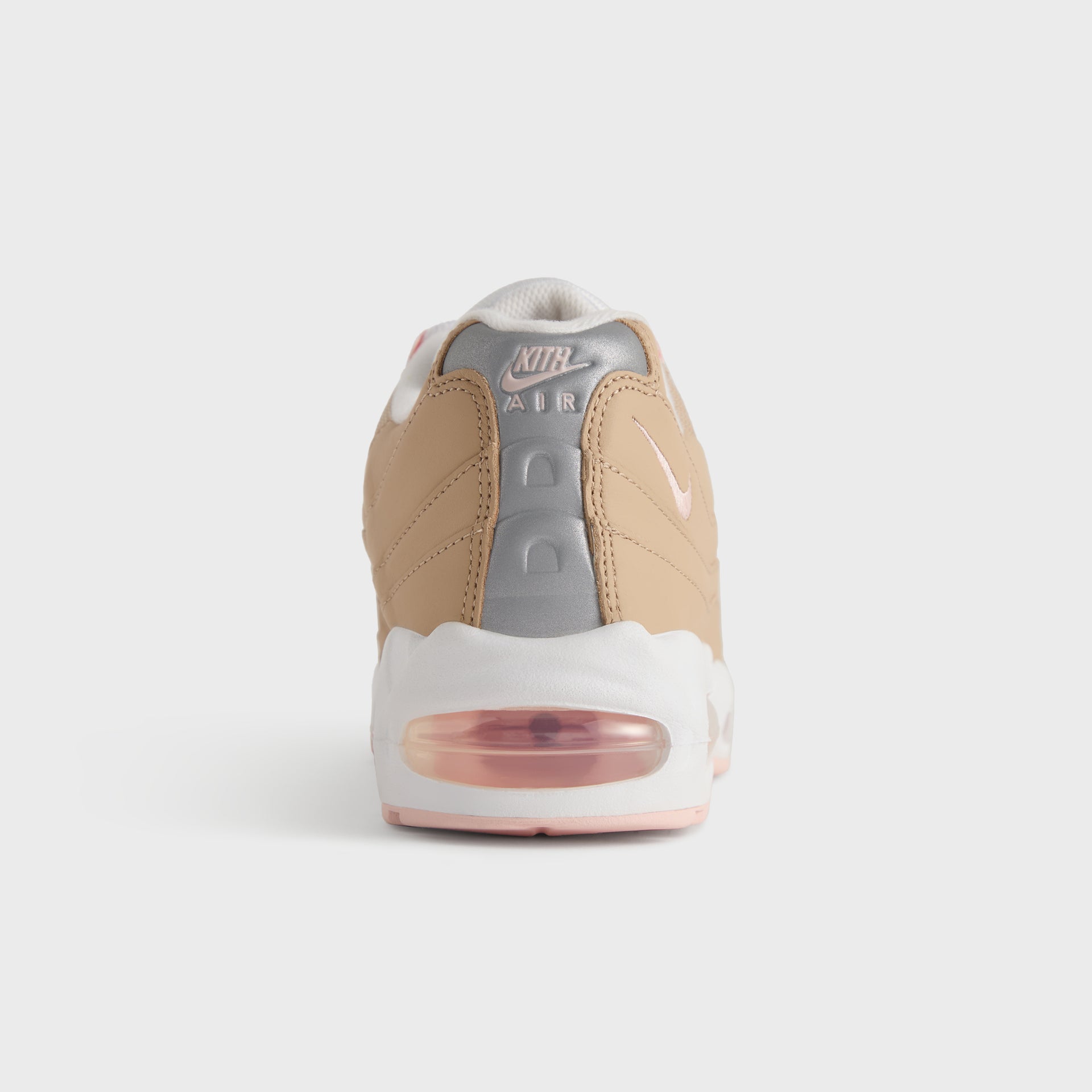 Heel view of the Kith x Nike Air Max 95 Linen showing the pink Air Max unit