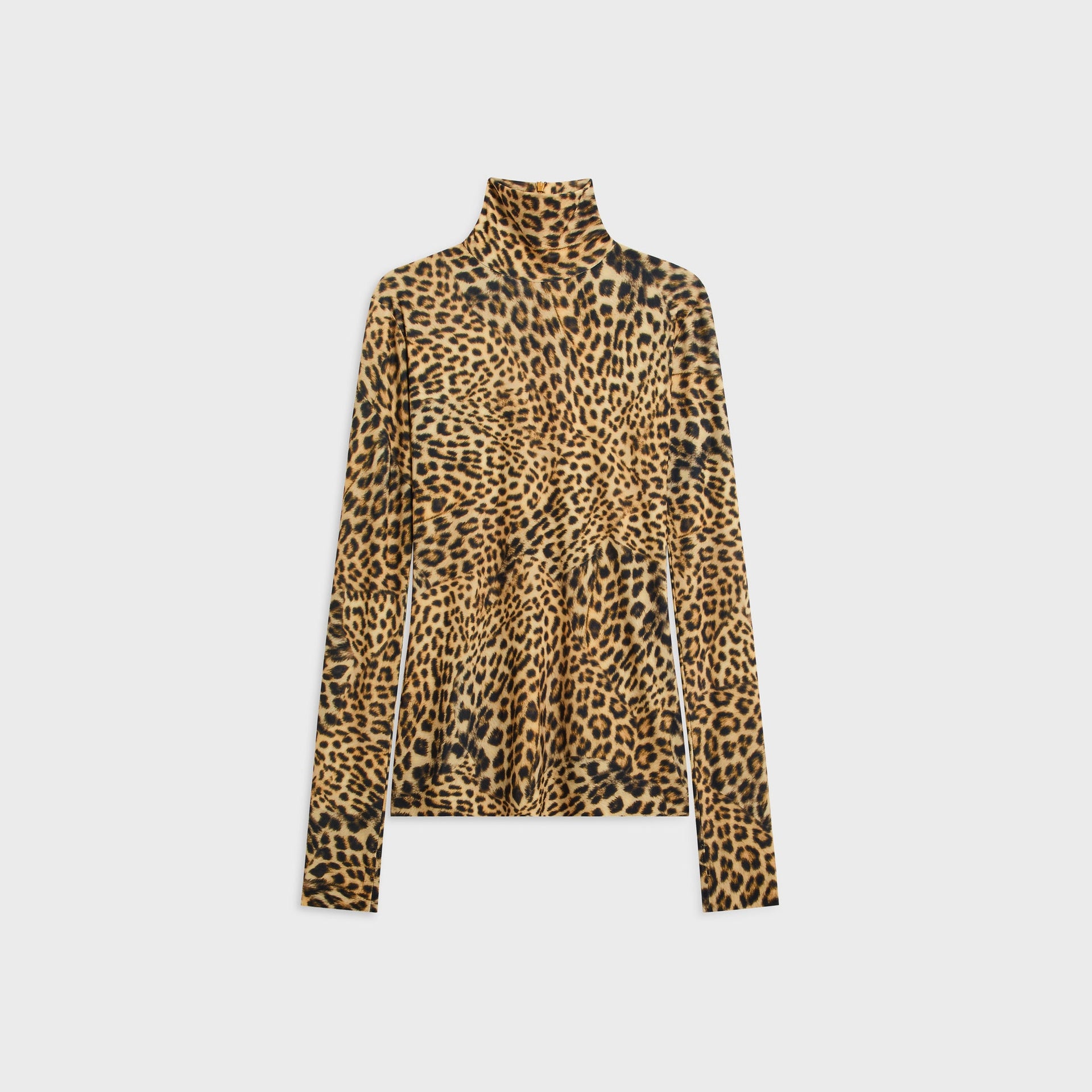 Norma Kamali Slim Fit Long Sleeve Turtle Top - Cheetah Patch