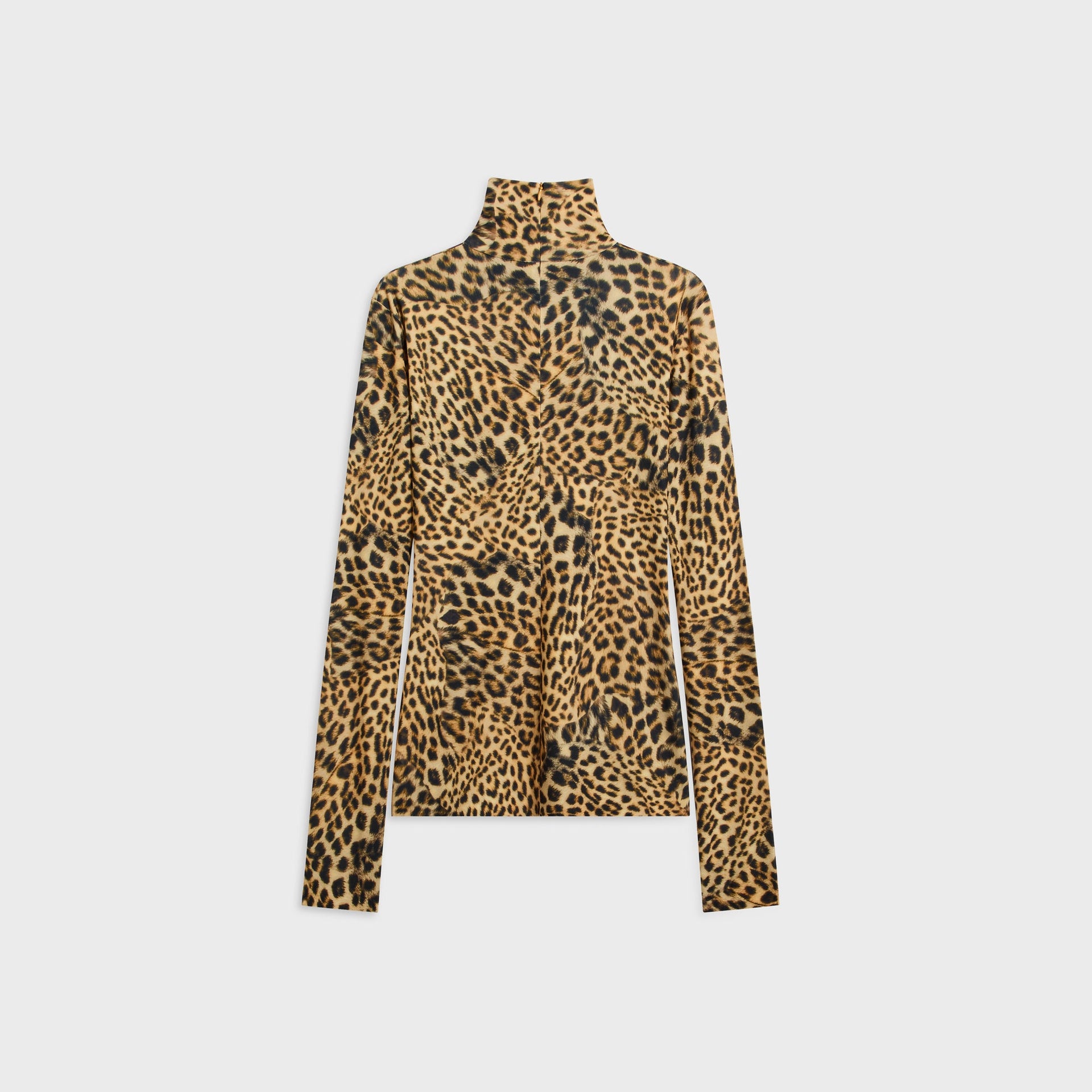 Norma Kamali Slim Fit Long Sleeve Turtle Top - Cheetah Patch