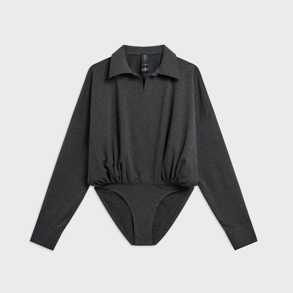 Norma Kamali Oversized NK Bodysuit - Dark Heather Grey