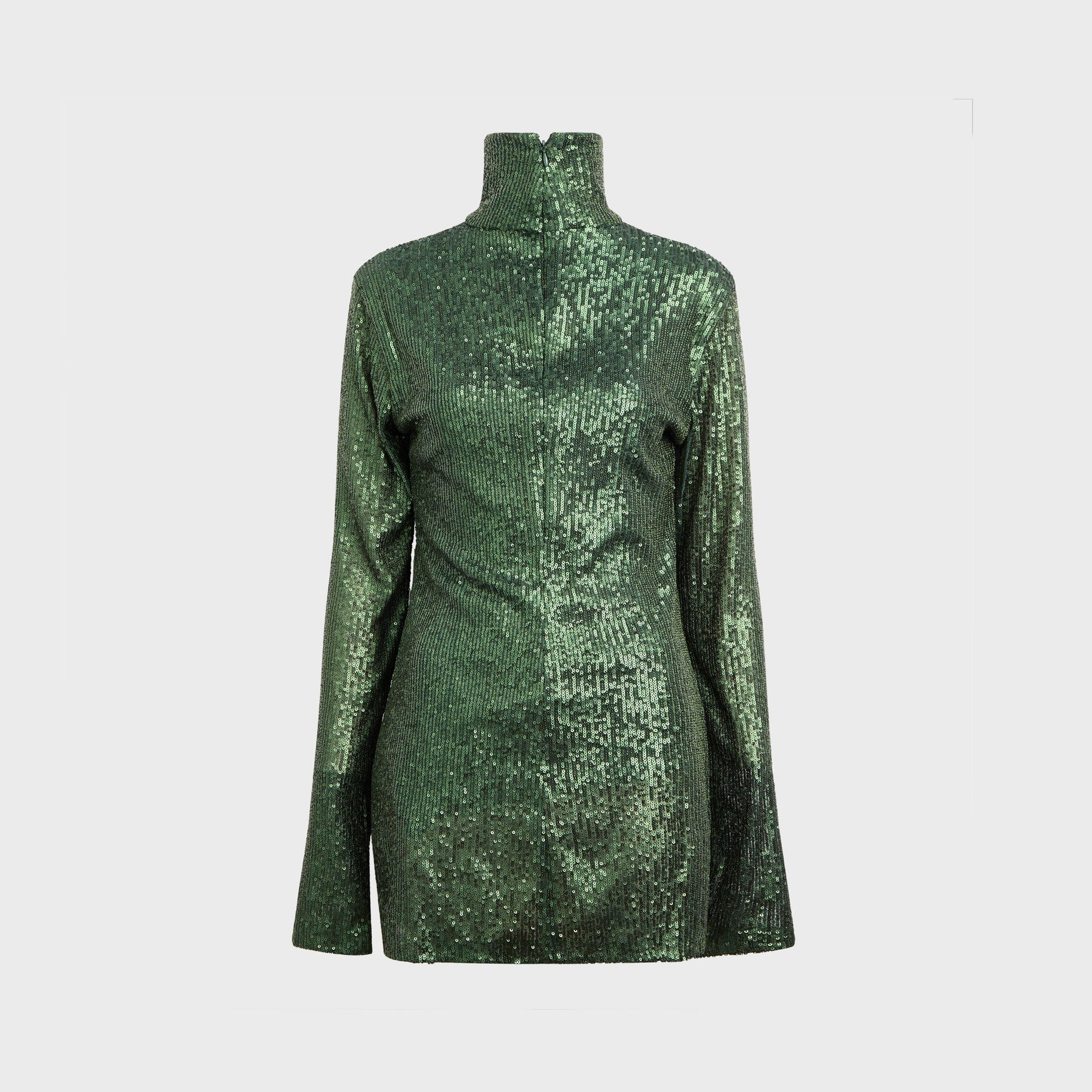 Norma Kamali Long Sleeve Slim Fit Turtleneck Pickleball Dress - Dark Emerald
