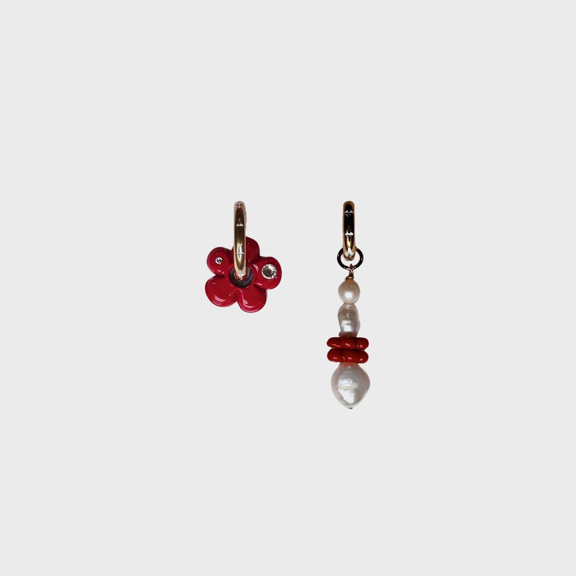Notte Lucky Wildflower Pearly Earrings - Red