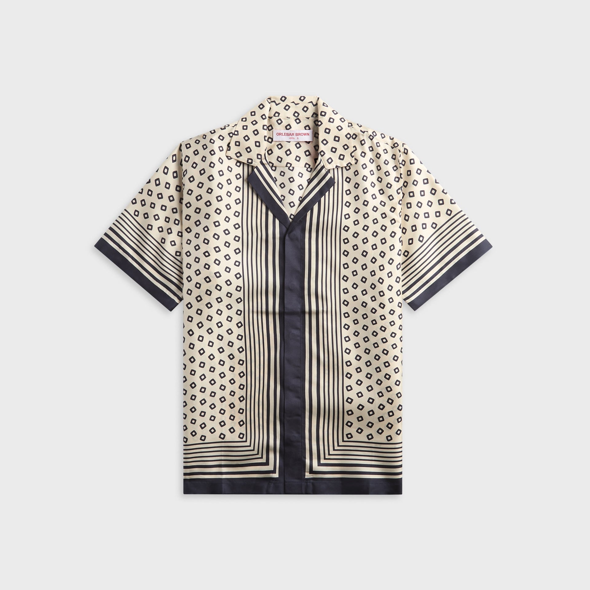 Orlebar Brown Maitan Silk Lumina Shirt - Latte / Night Iris